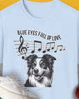 Blue Eyes Full Of Love, Volume 3 (Border Collie), Unisex T-Shirt-Light Blue. A perfect gift for dog lovers and dog owners. Design by Dog Gang