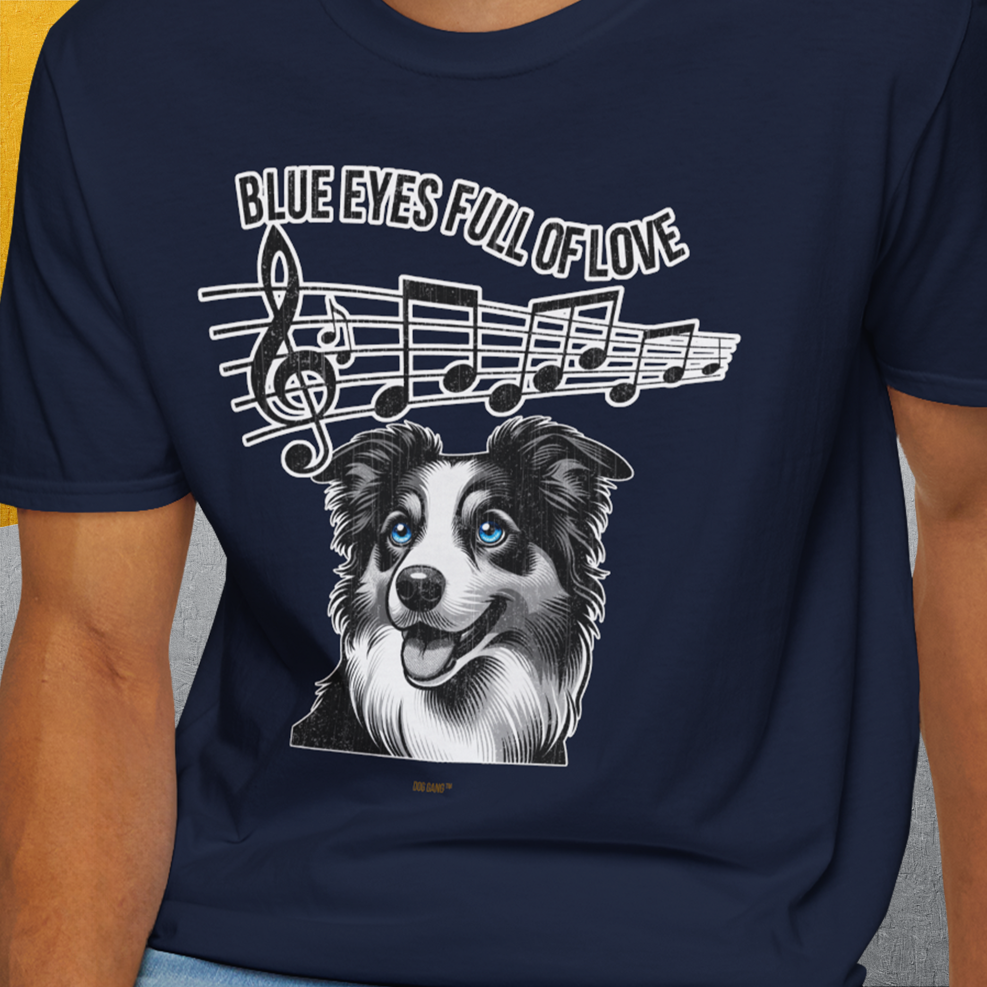 Blue Eyes Full Of Love, Volume 3 (Border Collie), Unisex T-Shirt-. For dog lovers and dog owners. Design by Dog Gang