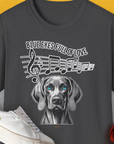 Blue Eyes Full Of Love, Volume 4 (Weimaraner), Unisex T-Shirt-Dark Heather, Design by Dog Gang