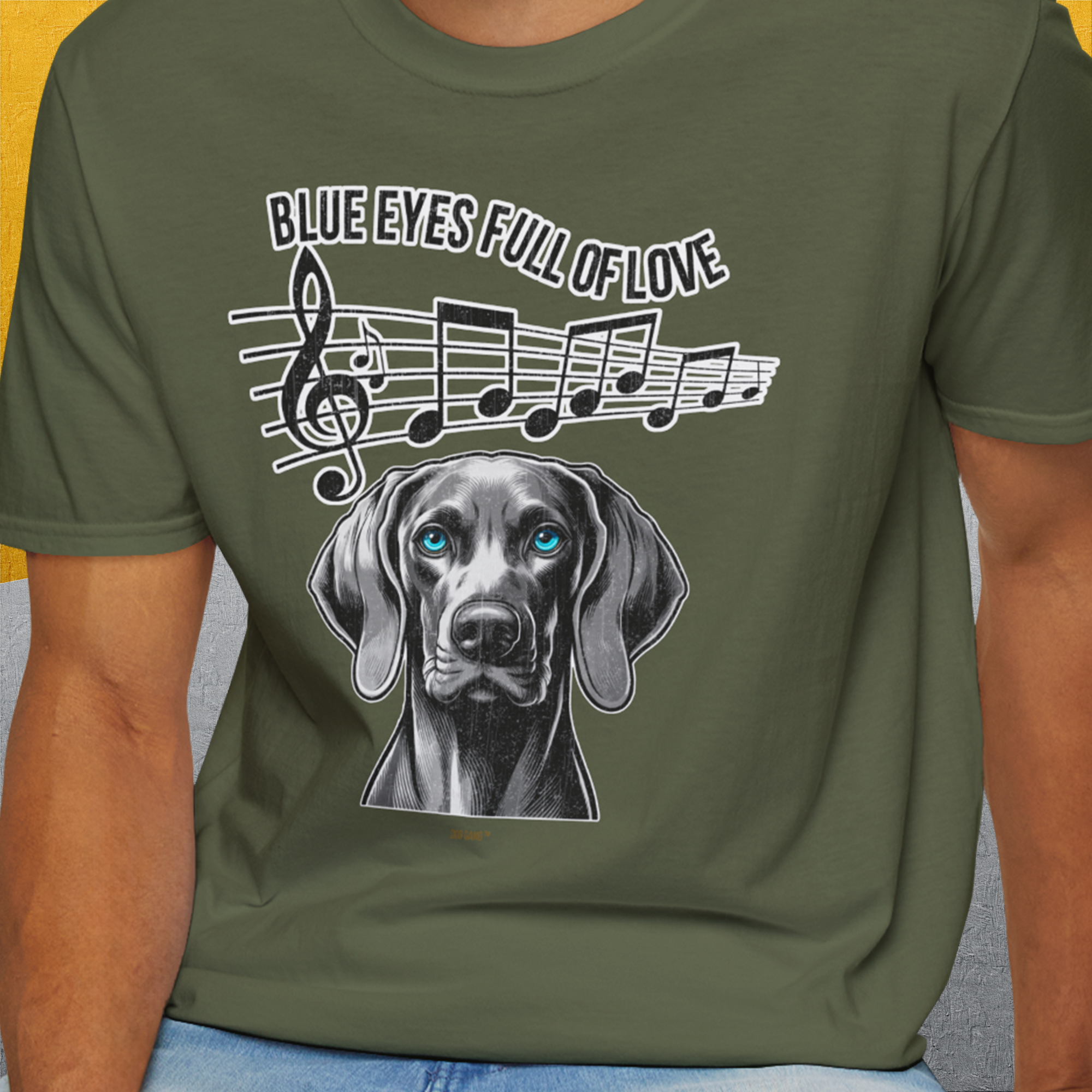 Blue Eyes Full Of Love, Volume 4 (Weimaraner), Unisex T-Shirt-. For dog lovers and dog owners. Design by Dog Gang