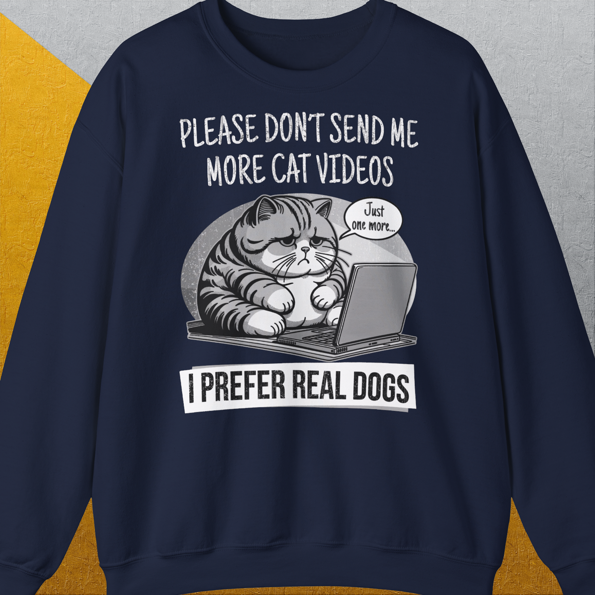 Cat Videos Series, Volume 1, Unisex Sweatshirt-Navy-Sweatshirt für Hundeliebhaber, lustiger Spruch mit Hund, Design by Dog Gang