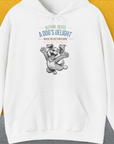 Nothing Beats A Dog's Delight When You Return Home, Volume 1, Unisex Hoodie-White- Lustiger Spruch mit Hund. Bequemes und weiches Kapuzen-Sweatshirt. Für Hundefreunde, in- und outdoor. Design by Dog Gang