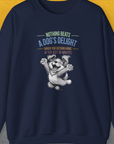 Nothing Beats A Dog's Delight When You Return Home, Volume 1, Unisex Sweatshirt-Navy-für Hundebesitzer, lustiges Shirt, Design by Dog Gang