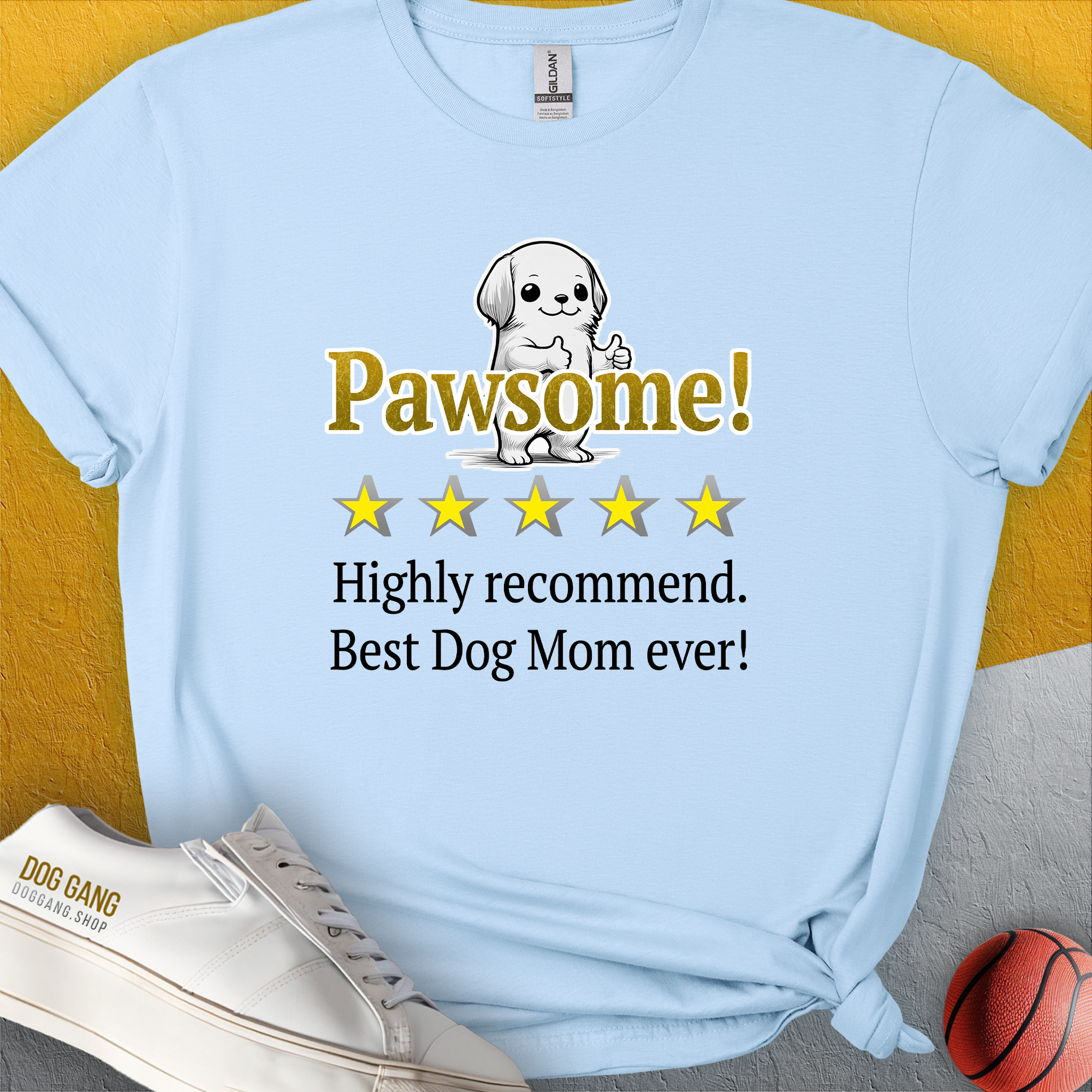 Experience our Dog Mom Series, Volume 10 Unisex T-Shirt featuring a vintage-style dog and basketball design. Perfect for any dog lover gift. Designed by Dog Gang.