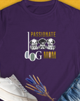 The Dog Mom Series, Volume 6 womens T-shirt in purple showcases playful dog illustrations, ideal for any dog lover. Designed by Dog Gang.