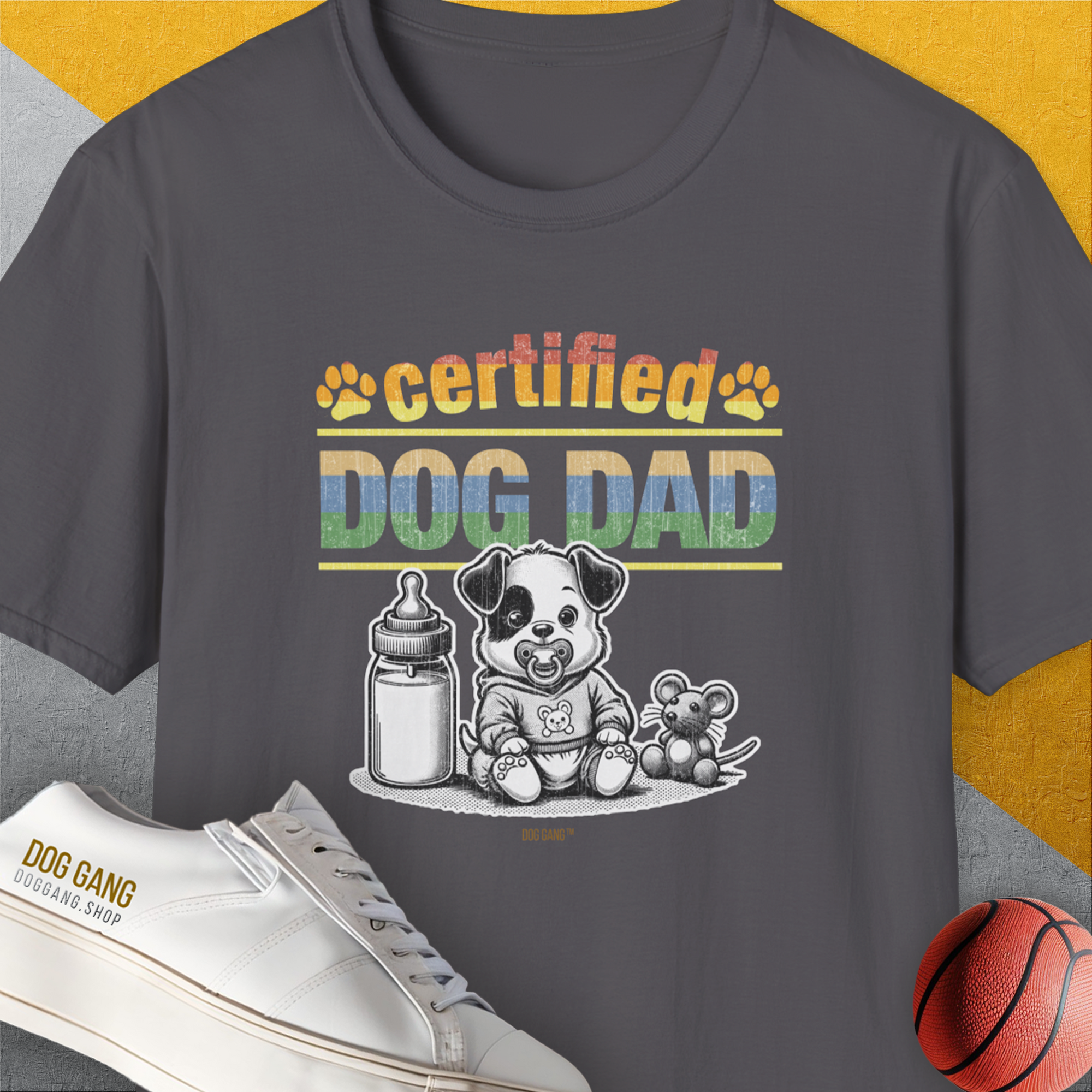 Dog Dad Series, Volume 1, Unisex T-Shirt-Charcoal. A dog-themed Design from Dog Gang