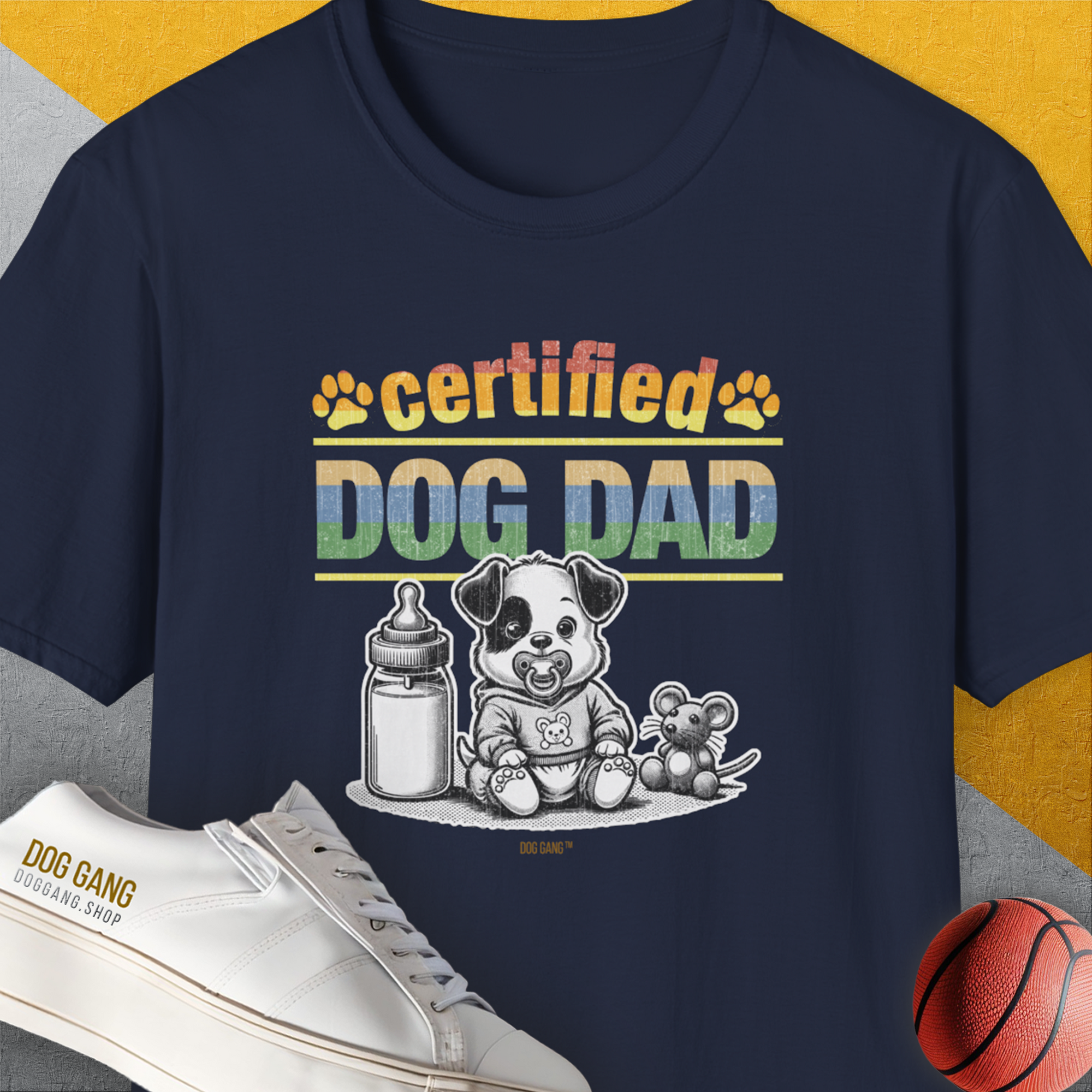 Dog Dad Series, Volume 1, Unisex T-Shirt-Navy. A perfect gift for dog lovers and dog owners. Design by Dog Gang