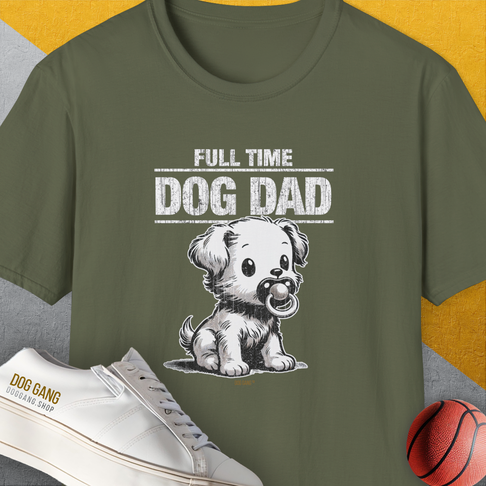 Dog Dad Series, Volume 4, Unisex T-Shirt-Military Green. A perfect gift for dog lovers and dog owners. Design by Dog Gang