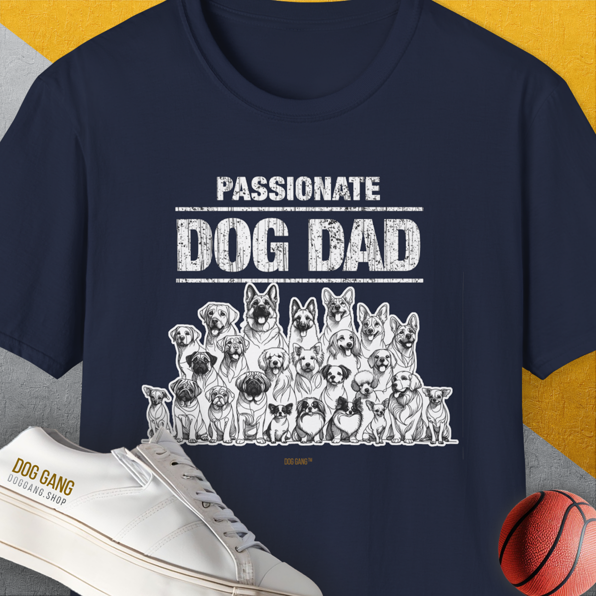 Dog Dad Series, Volume 5, Unisex T-Shirt-Navy, Design by Dog Gang