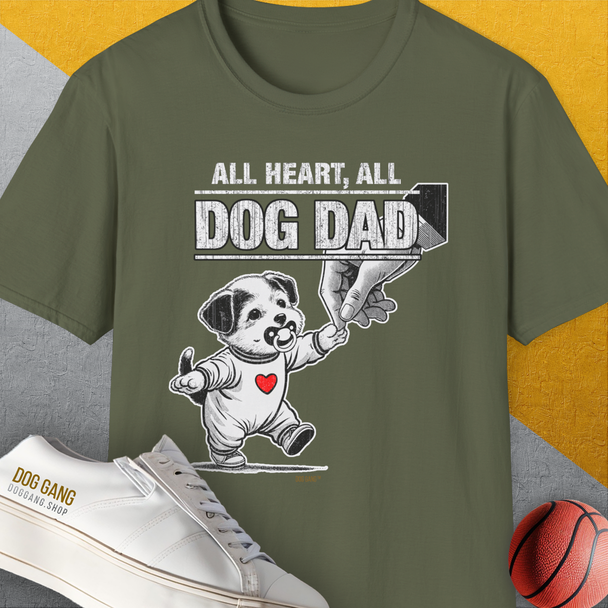 Dog Dad Series, Volume 7, Unisex T-Shirt-Military Green, Design by Dog Gang