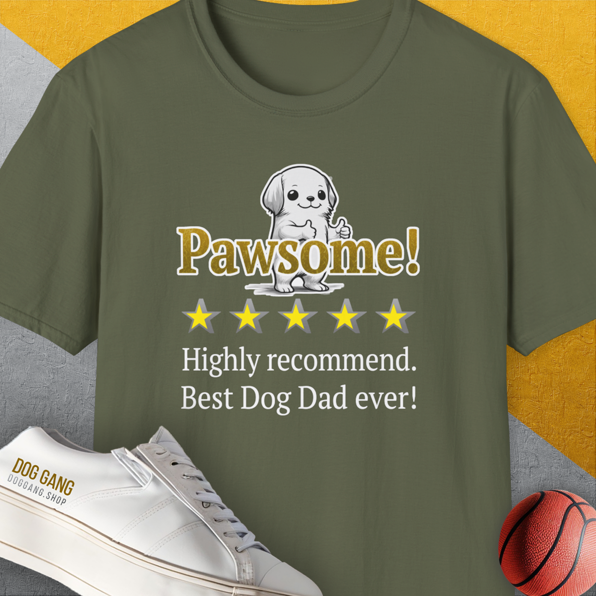 Dog Dad Series, Volume 8, Unisex T-Shirt-Military Green, Design by Dog Gang