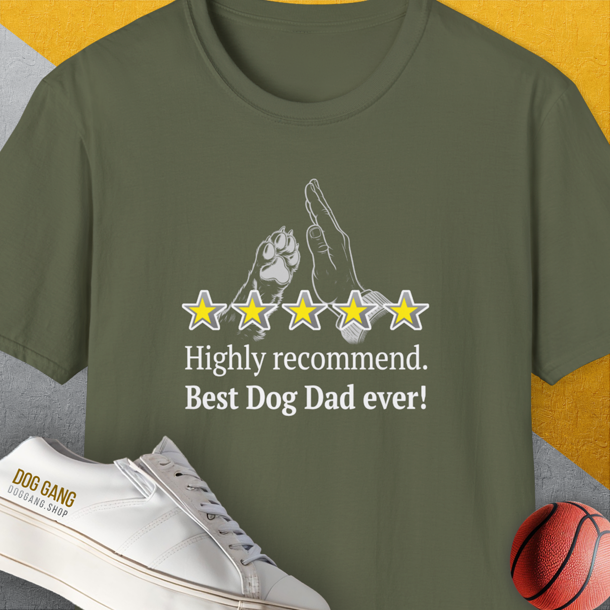 Dog Dad Series, Volume 9, Unisex T-Shirt-Military Green, Design by Dog Gang