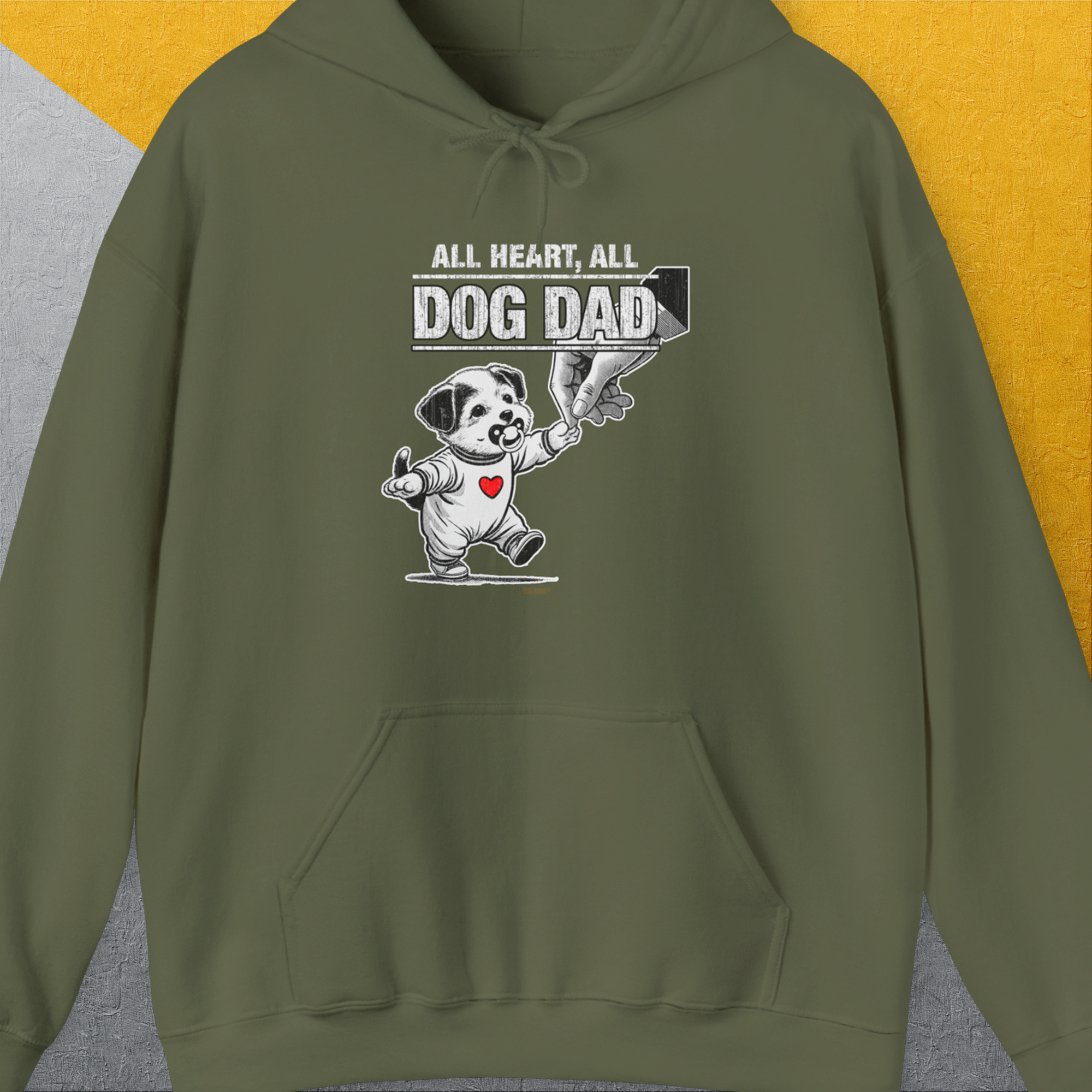 Dog Dad Series, Volume 7, Unisex Hoodie-Military Green, Design by Dog Gang