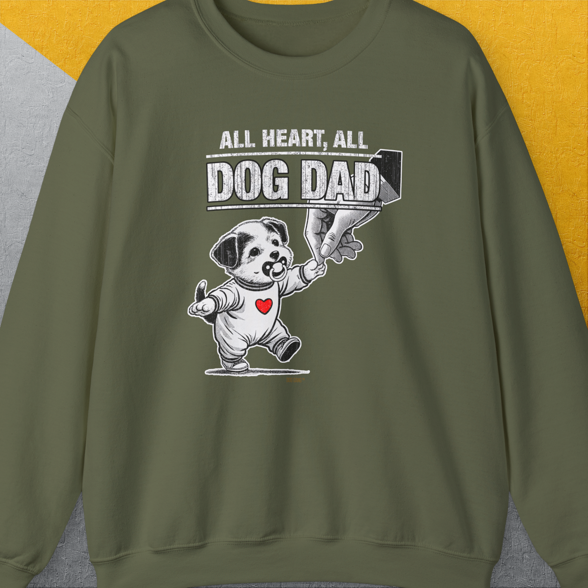 Dog Dad Series, Volume 7, Unisex Sweatshirt-Military Green, a cool design with a funny saying from Dog Gang