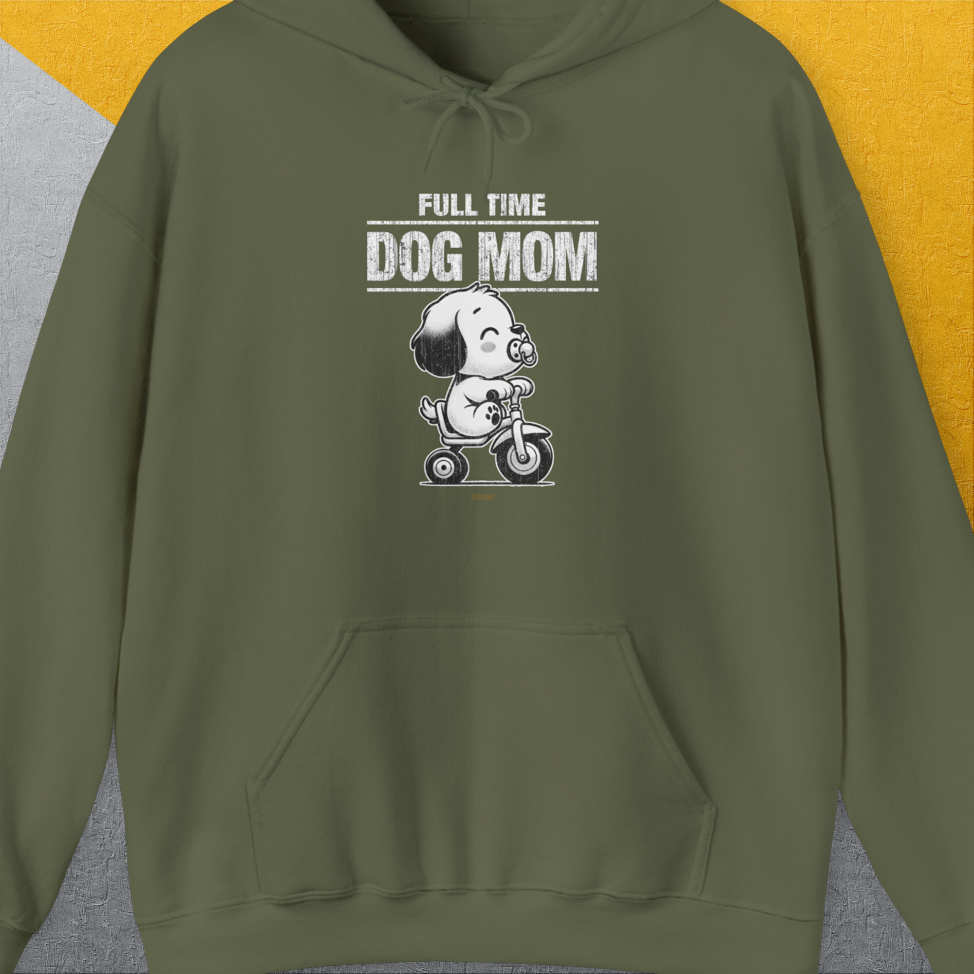 Dog Mom Series, Volume 3, Unisex Hoodie-Military Green, Design by Dog Gang