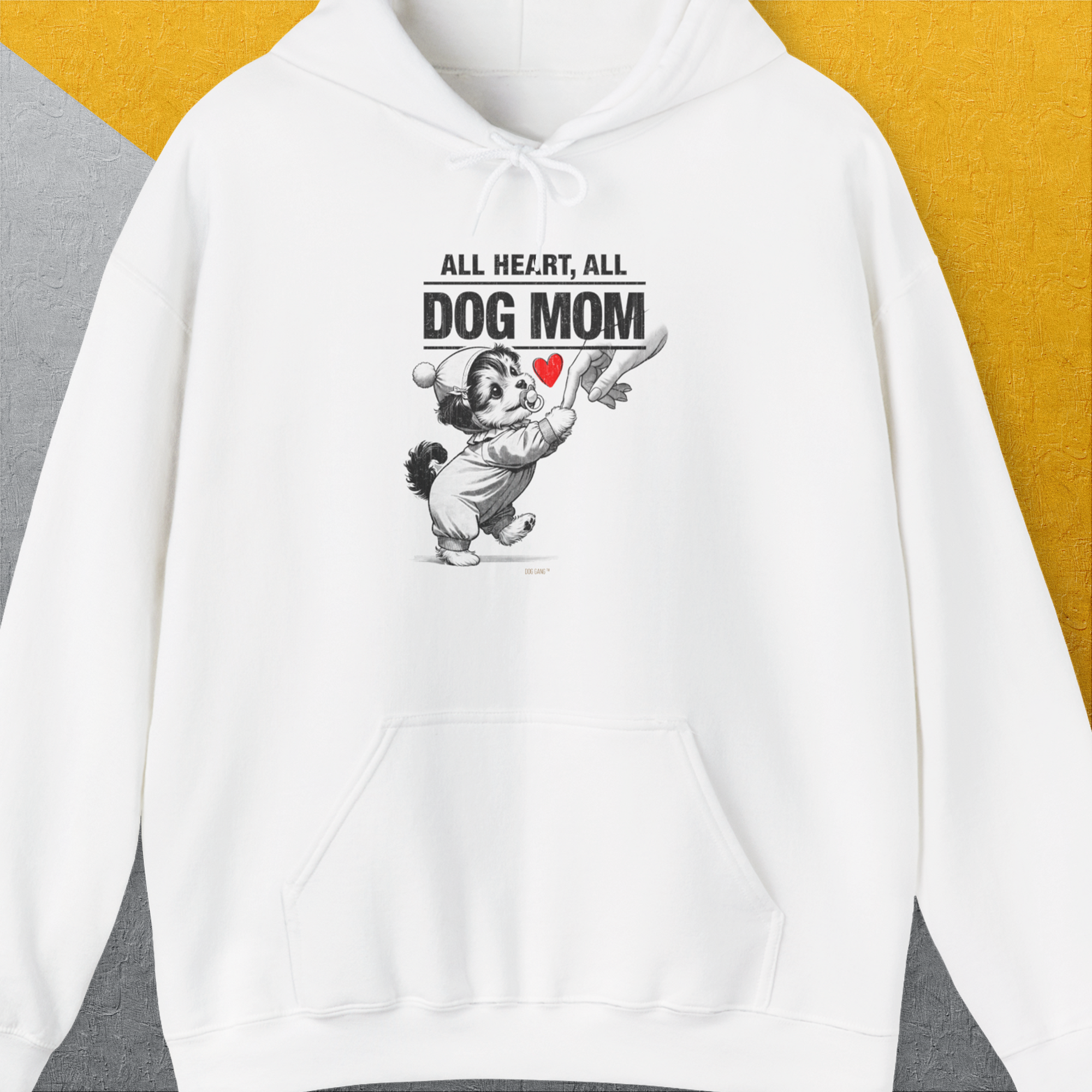Dog Mom Series, Volume 9, Unisex Hoodie-White. A perfect gift for dog lovers and dog owners. Design by Dog Gang