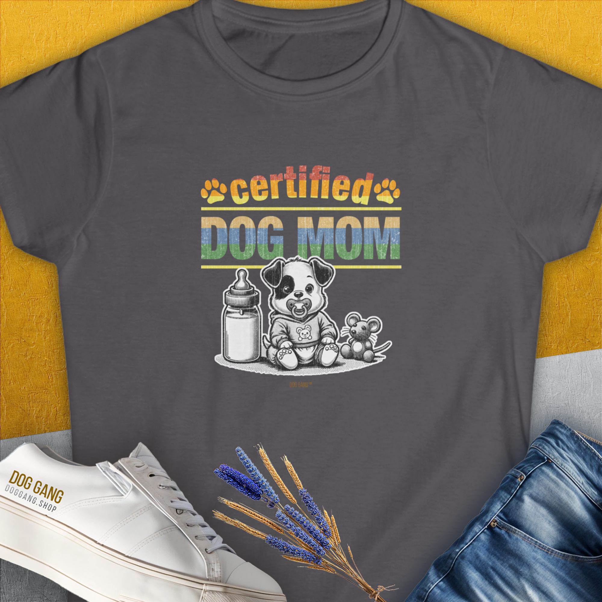 Dog Mom Series, Volume 1, Women's T-Shirt-Charcoal. A dog-themed Design from Dog Gang