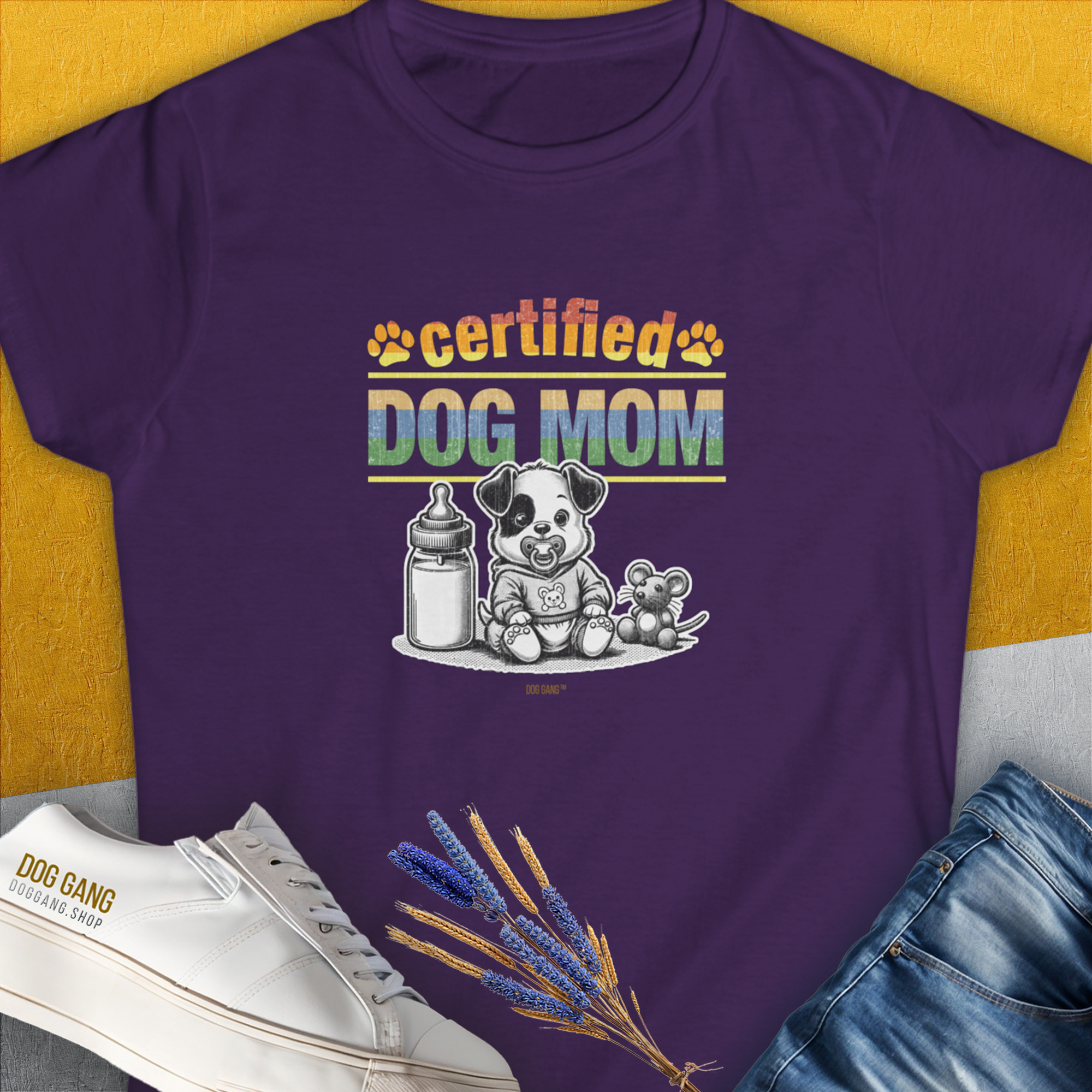 Dog Mom Series, Volume 1, Women's T-Shirt-Purple, a cool and stylish design with a funny saying from Dog Gang