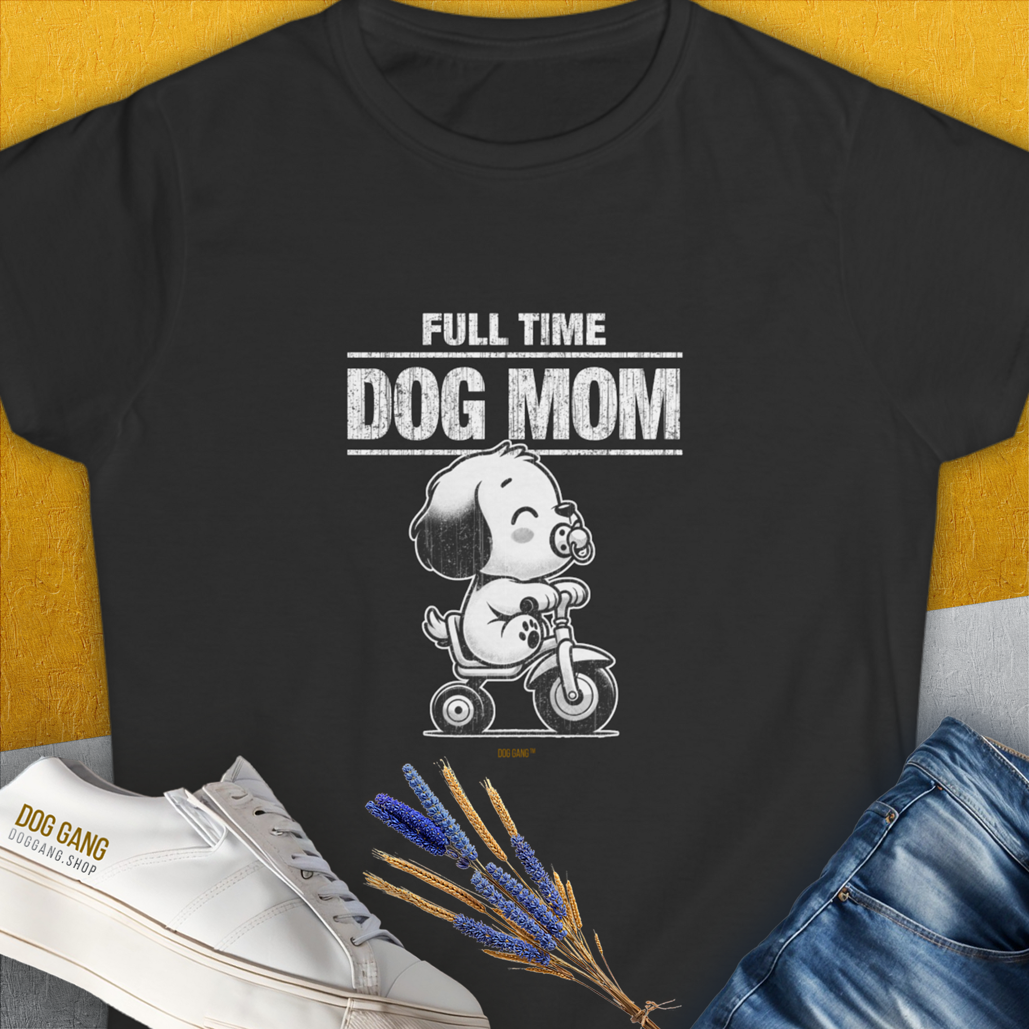 Dog Mom Series, Volume 3, Women's T-Shirt-Black. A perfect gift for dog lovers and dog owners. Design by Dog Gang