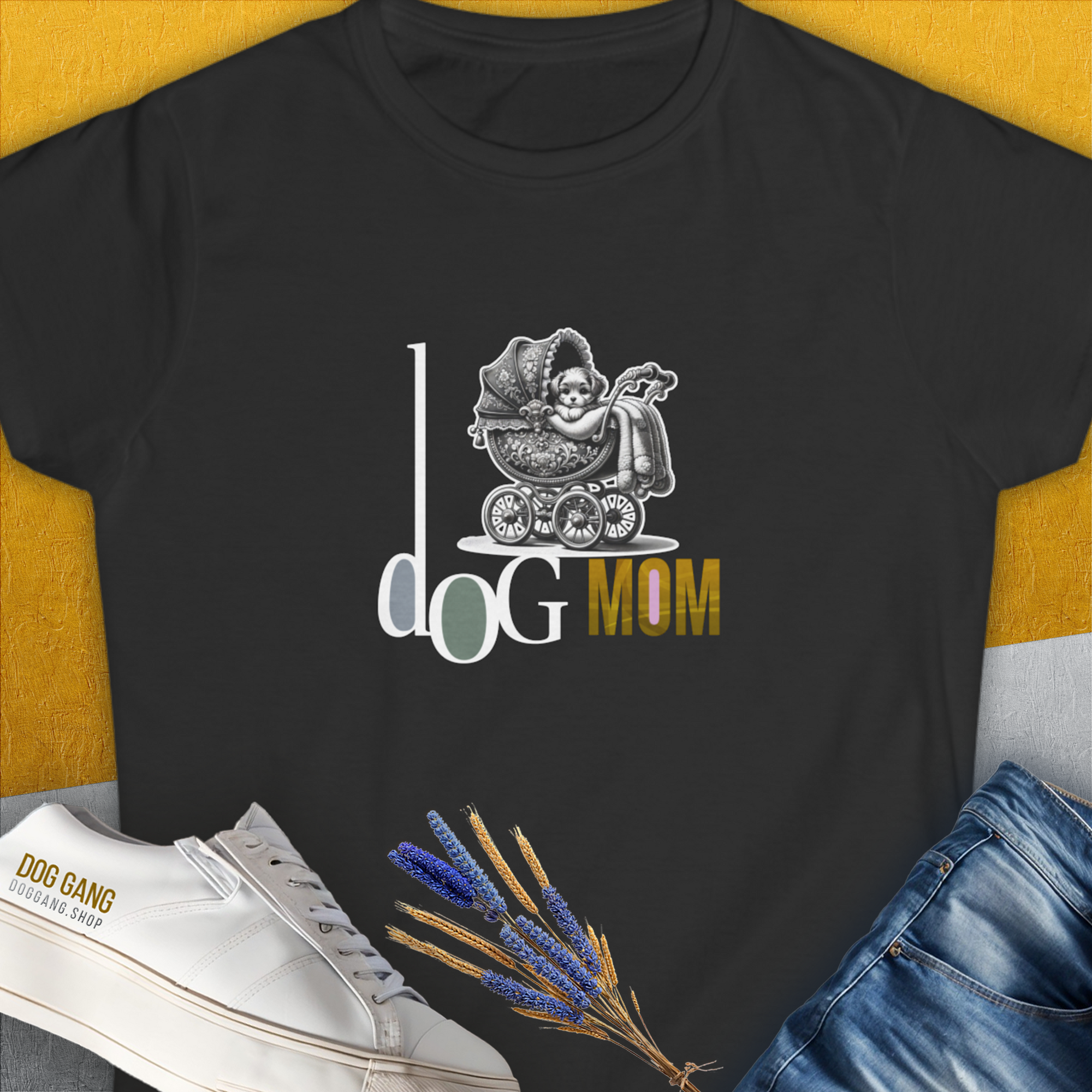 Dog Mom Series, Volume 5, Women's T-Shirt-Black. A perfect gift for dog lovers and dog owners. Design by Dog Gang
