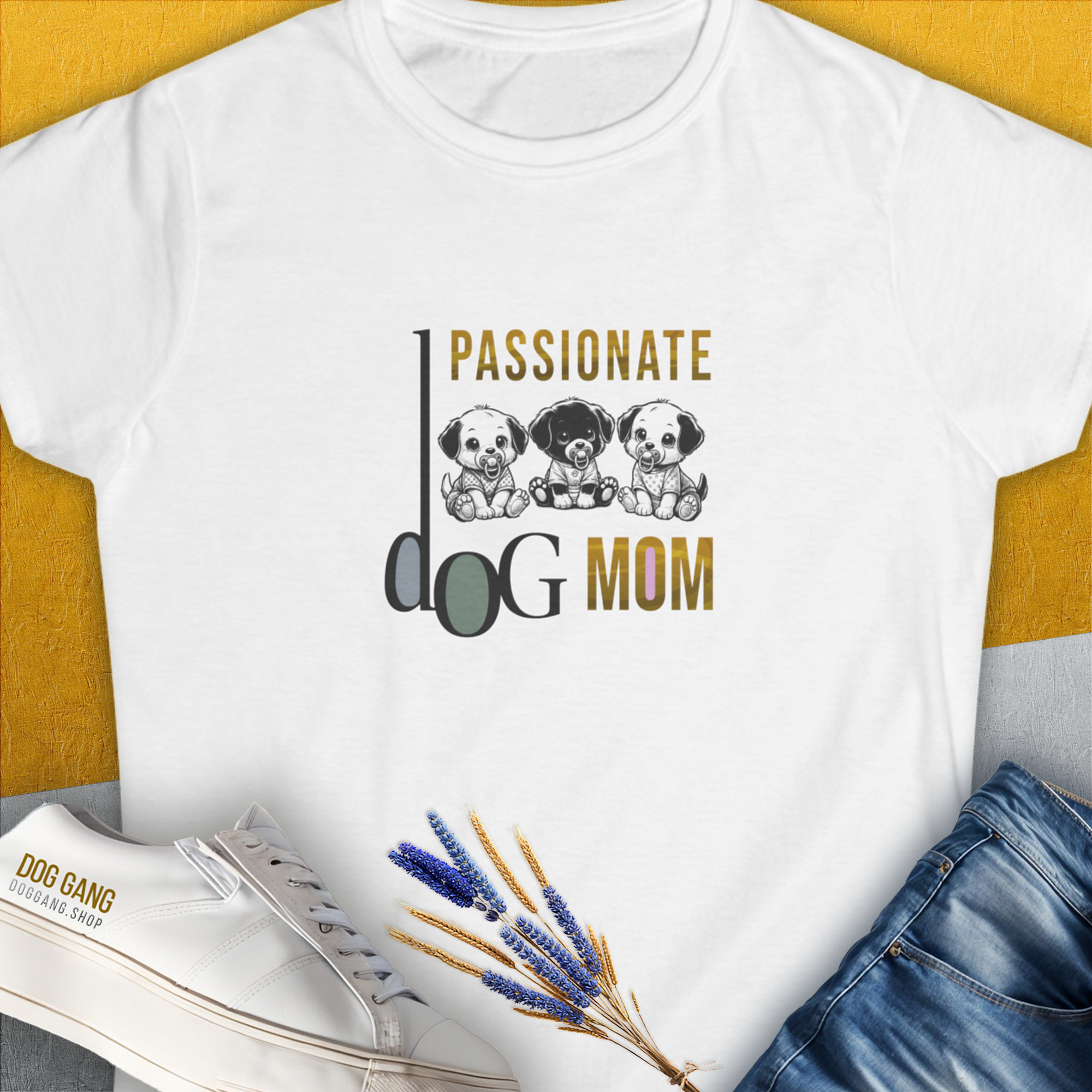 Dog Mom Series, Volume 6, Women's T-Shirt-White. For dog lovers and dog owners. Design by Dog Gang