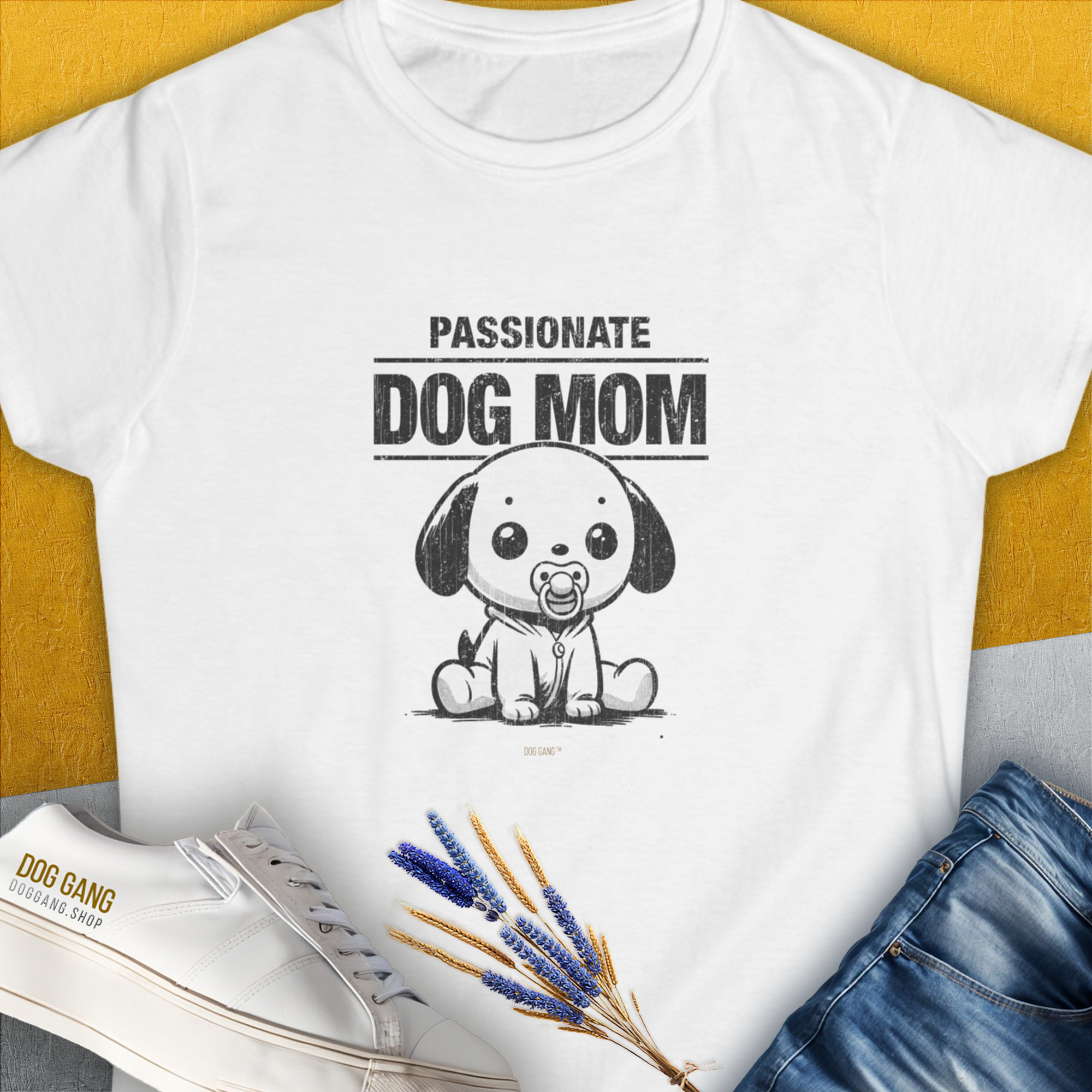 Dog Mom Series, Volume 7, Women's T-Shirt-White. For dog lovers and dog owners. Design by Dog Gang
