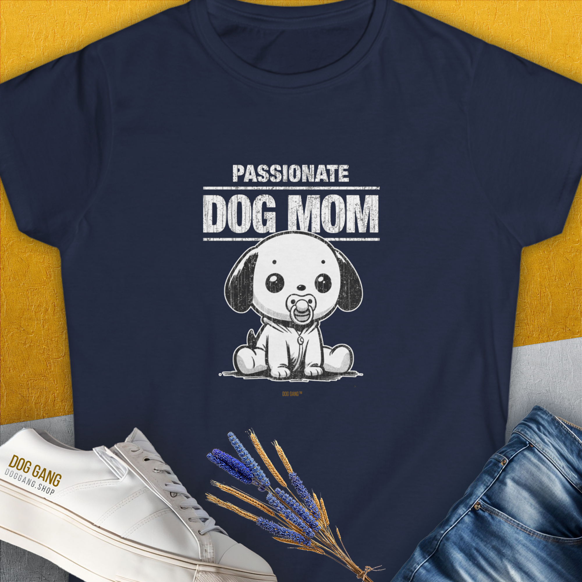 Dog Mom Series, Volume 7, Women's T-Shirt-Navy, a cool and stylish design with a funny saying from Dog Gang