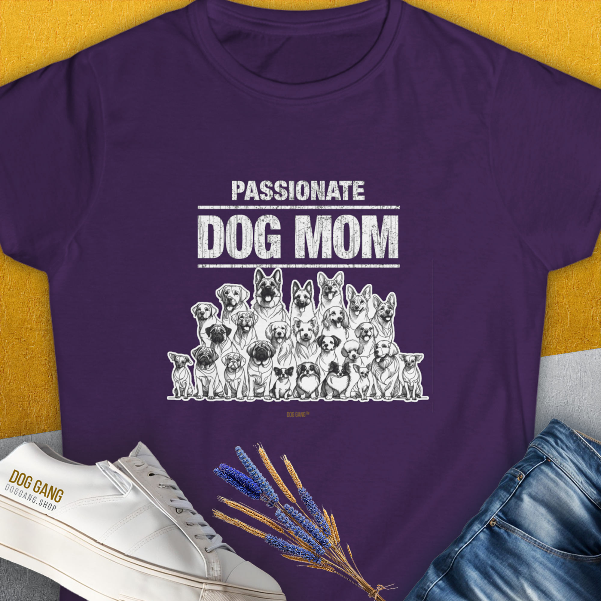 Dog Mom Series, Volume 8, Women's T-Shirt-Purple. A dog-themed Design from Dog Gang