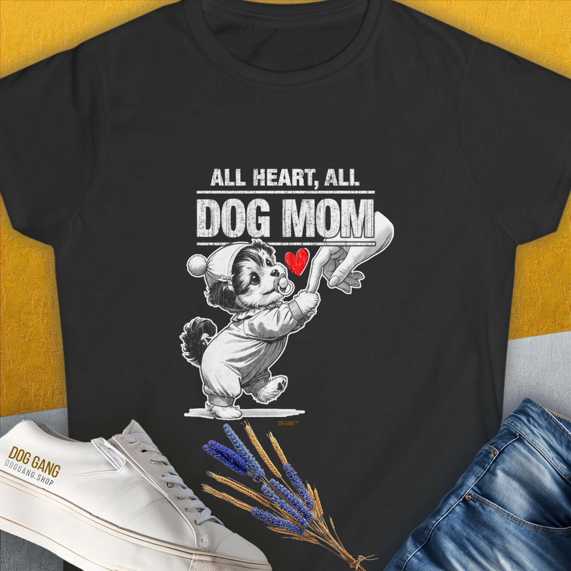 Dog Mom Series, Volume 9, Women's T-Shirt-Black. A perfect gift for dog lovers and dog owners. Design by Dog Gang