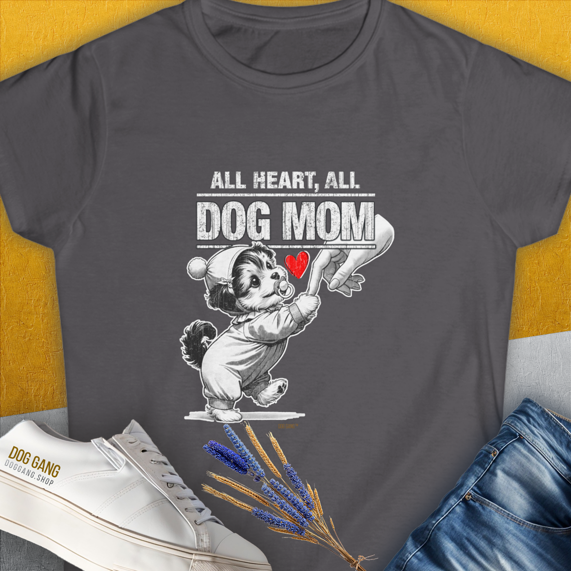 Dog Mom Series, Volume 9, Women's T-Shirt-Charcoal. A dog-themed Design from Dog Gang