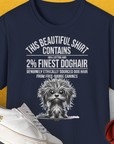 Das „This Beautiful Shirt Contains Finest Dog Hair, Volume 3“ ist ein weiches, marineblaues Unisex-T-Shirt mit einer Hundegrafik und einem humorvollen Text über Hundehaare. Es besteht aus 100 % Baumwolle, bietet höchsten Komfort und ist eine perfekte Ergänzung für Ihre Sammlung.