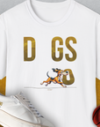 DOGS Series (D-GS), Volume 1, Unisex T-Shirt-White. A perfect gift for dog lovers and dog owners. Design by Dog Gang