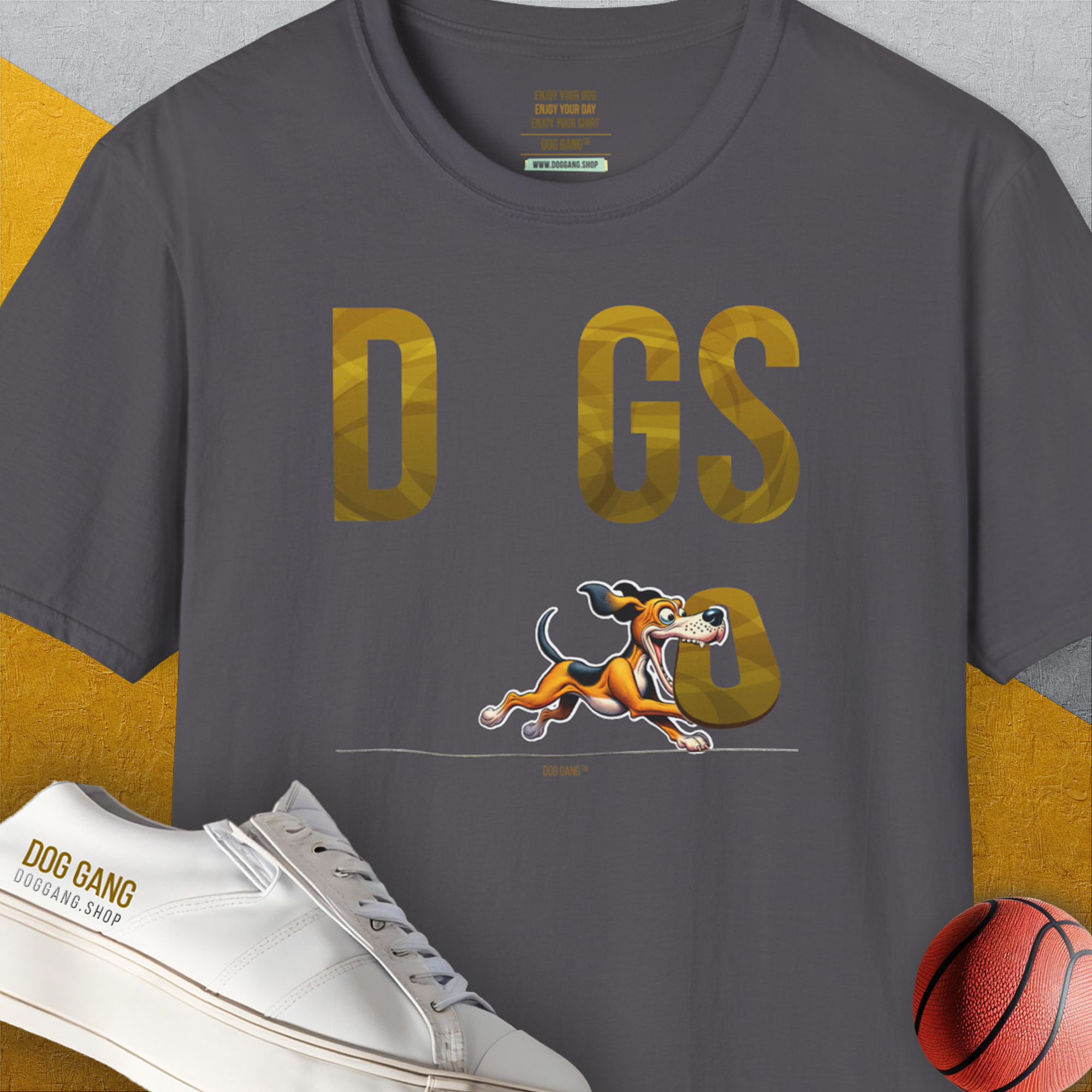 DOGS Series (D-GS), Volume 1, Unisex T-Shirt-Charcoal, Design by Dog Gang