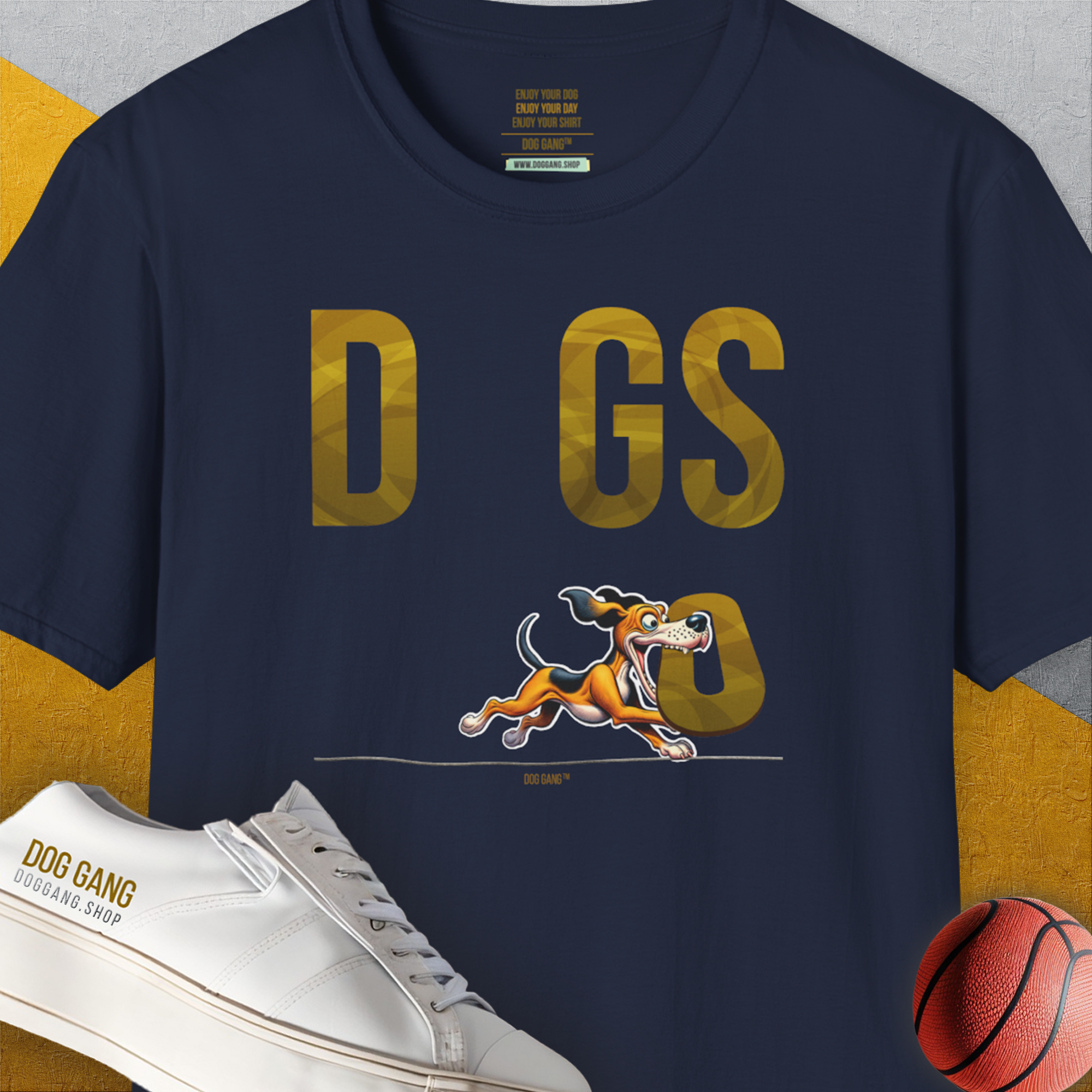 DOGS Series (D-GS), Volume 1, Unisex T-Shirt-Navy, Design by Dog Gang