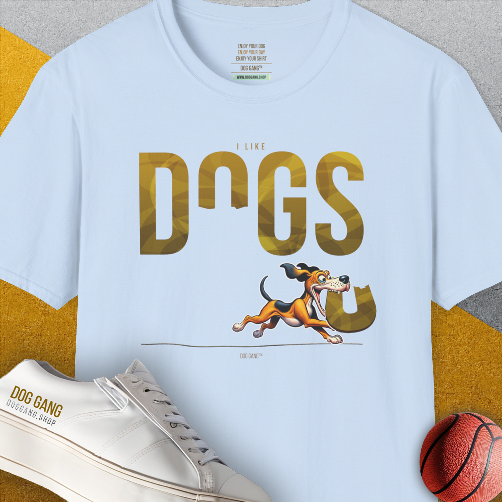 DOGS Series (D-GS), Volume 2, Unisex T-Shirt-Light Blue, Design by Dog Gang
