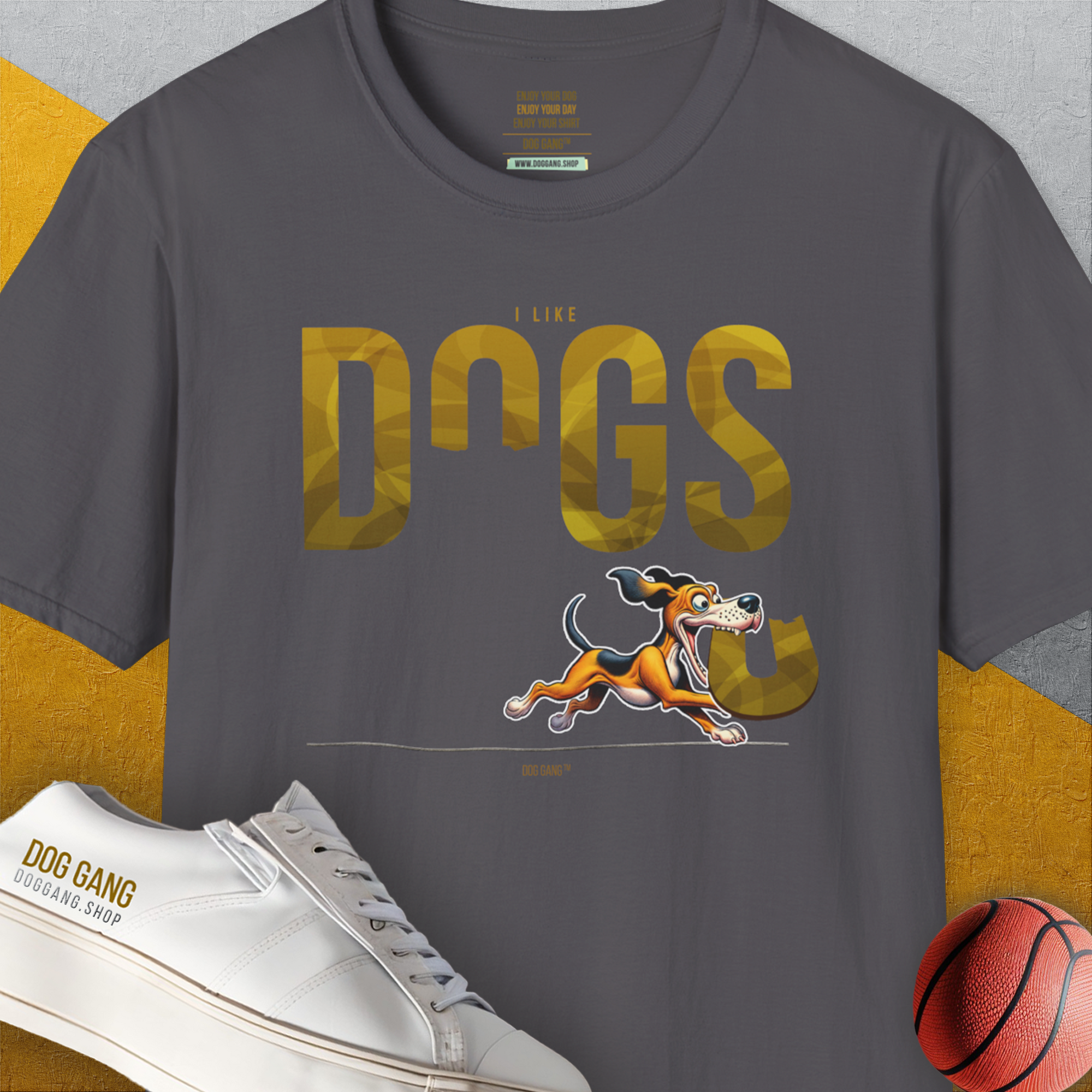 DOGS Series (D-GS), Volume 2, Unisex T-Shirt-Charcoal, Design by Dog Gang