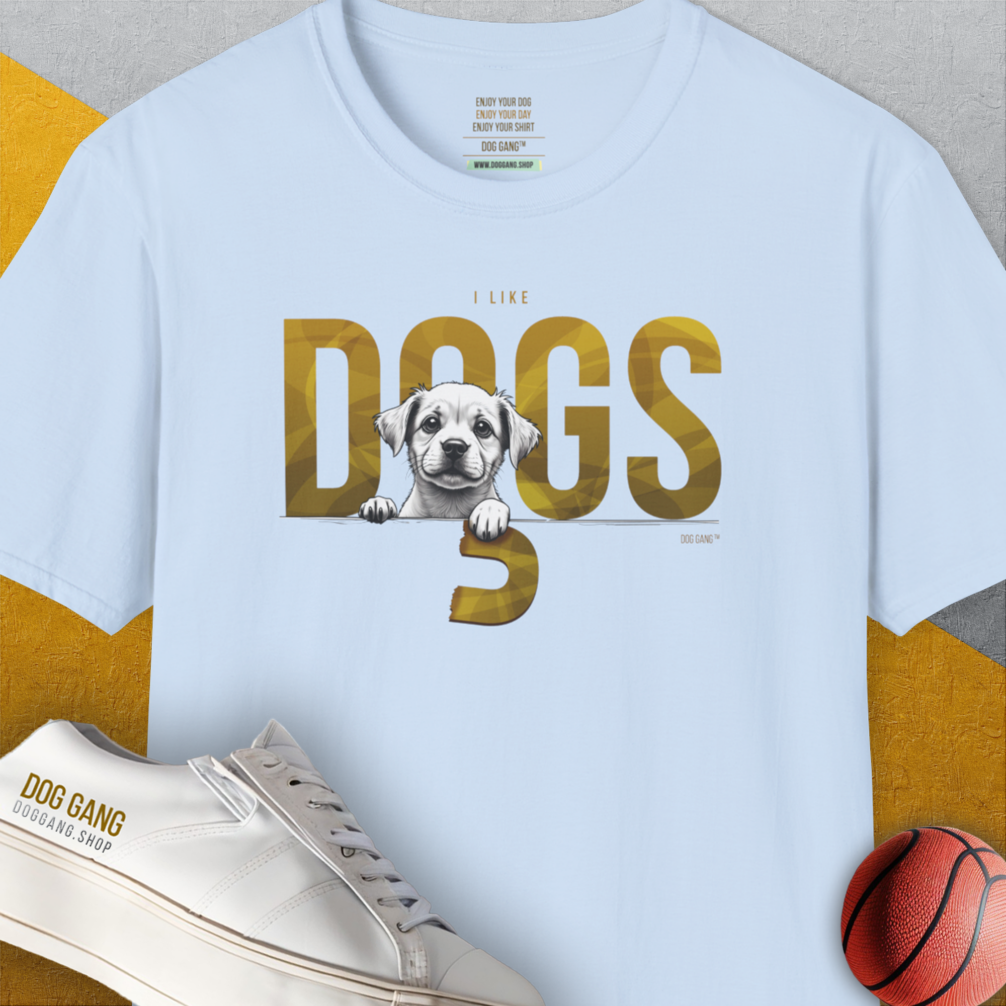 DOGS Series (D-GS), Volume 3, Unisex T-Shirt-Light Blue, Design by Dog Gang
