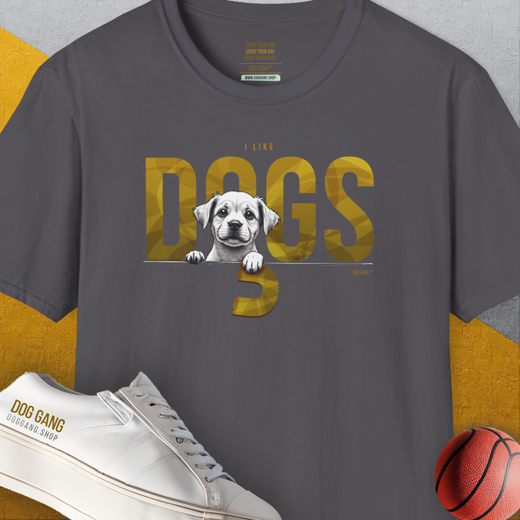 DOGS Series (D-GS), Volume 3, Unisex T-Shirt-Charcoal, Design by Dog Gang