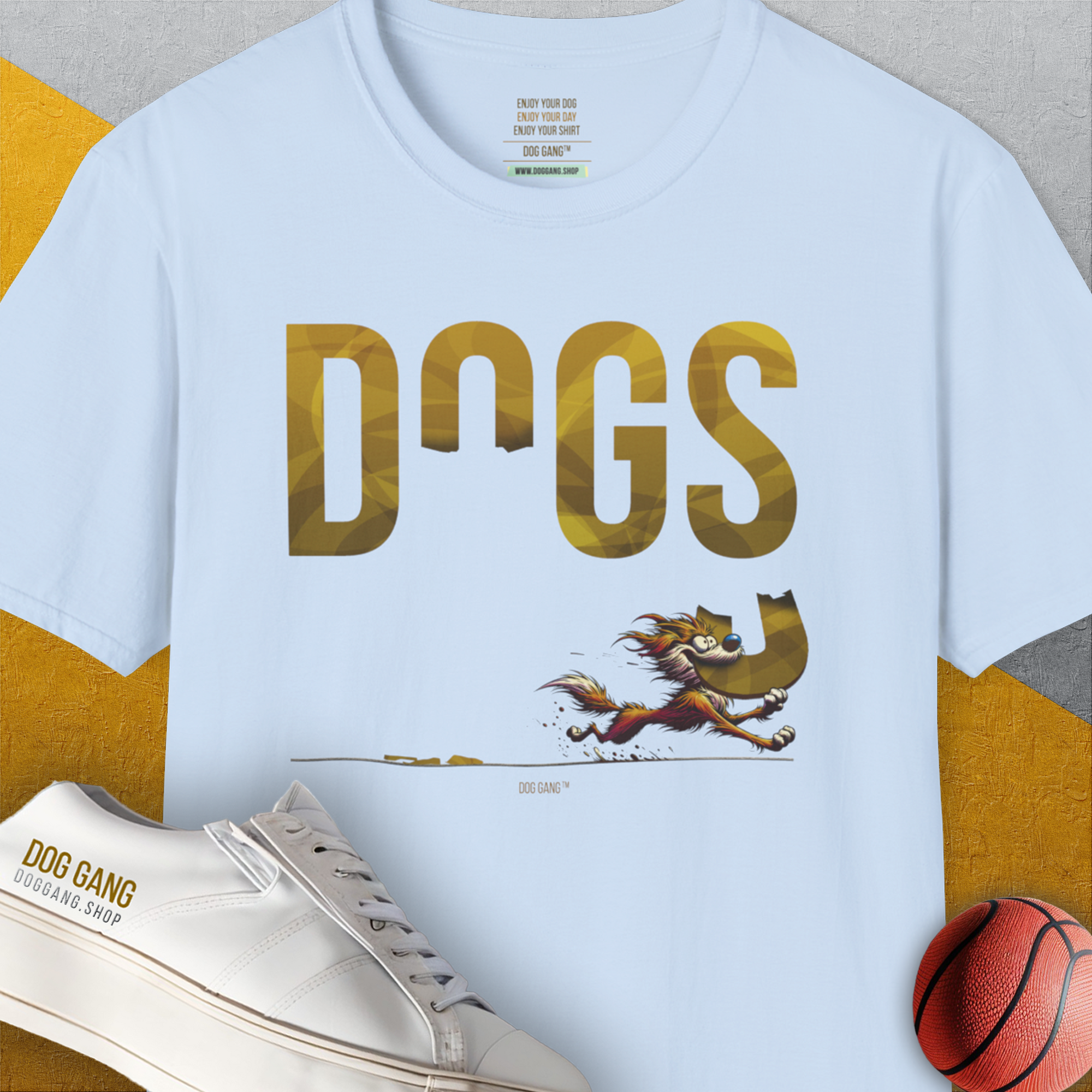 DOGS Series (D-GS), Volume 4, Unisex T-Shirt-Light Blue, Design by Dog Gang
