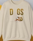 Hoodie with a funny dog stealing the letter "o" from the word "Dogs" from the DOGS series (D-GS), volume 1. Perfect gift for dog lovers. Designed by Dog Gang.