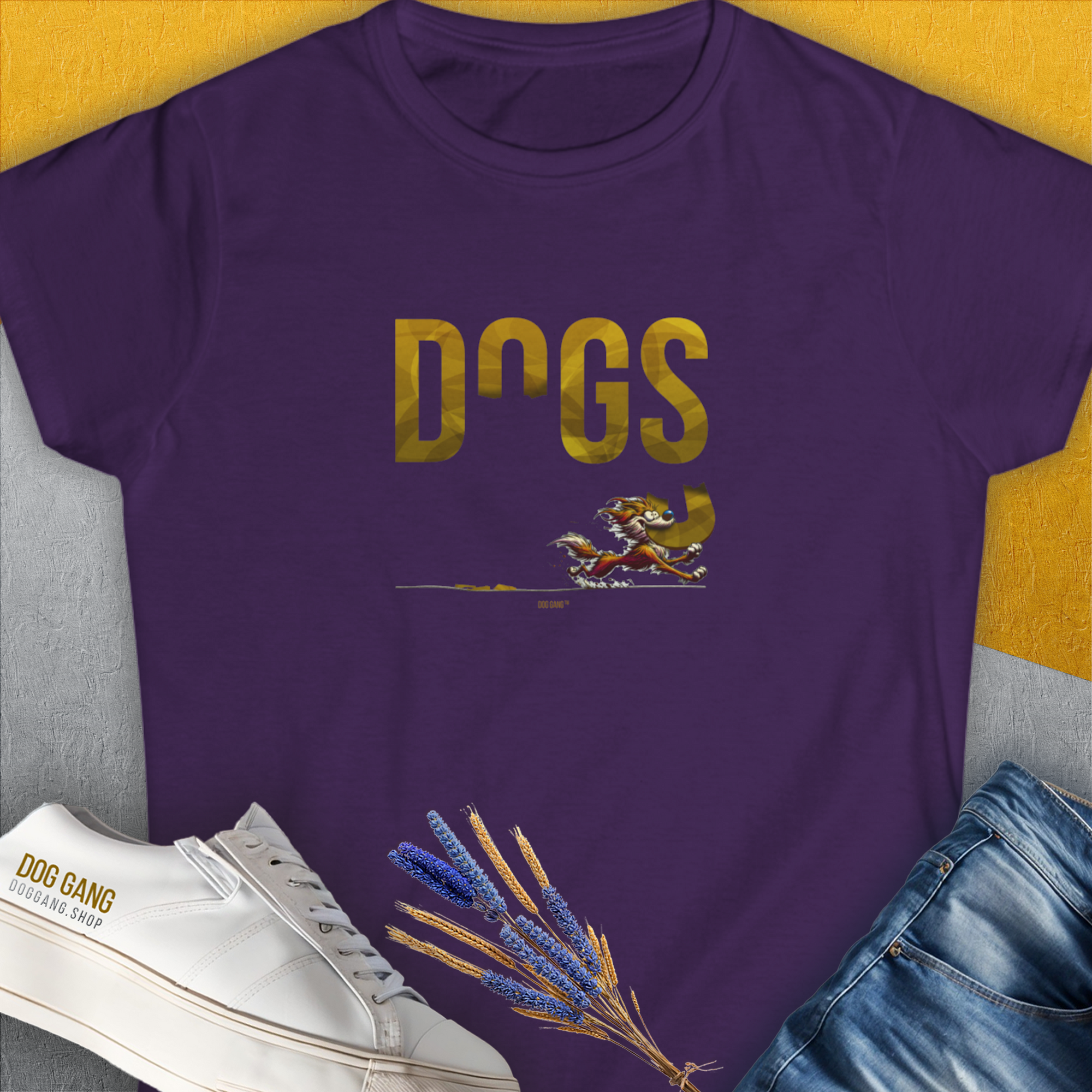 with a funny dog stealing the letter "o" from the word "Dogs" from the DOGS series (D-GS), volume 1. Perfect for dog lovers. From the Swiss design label Dog Gang.