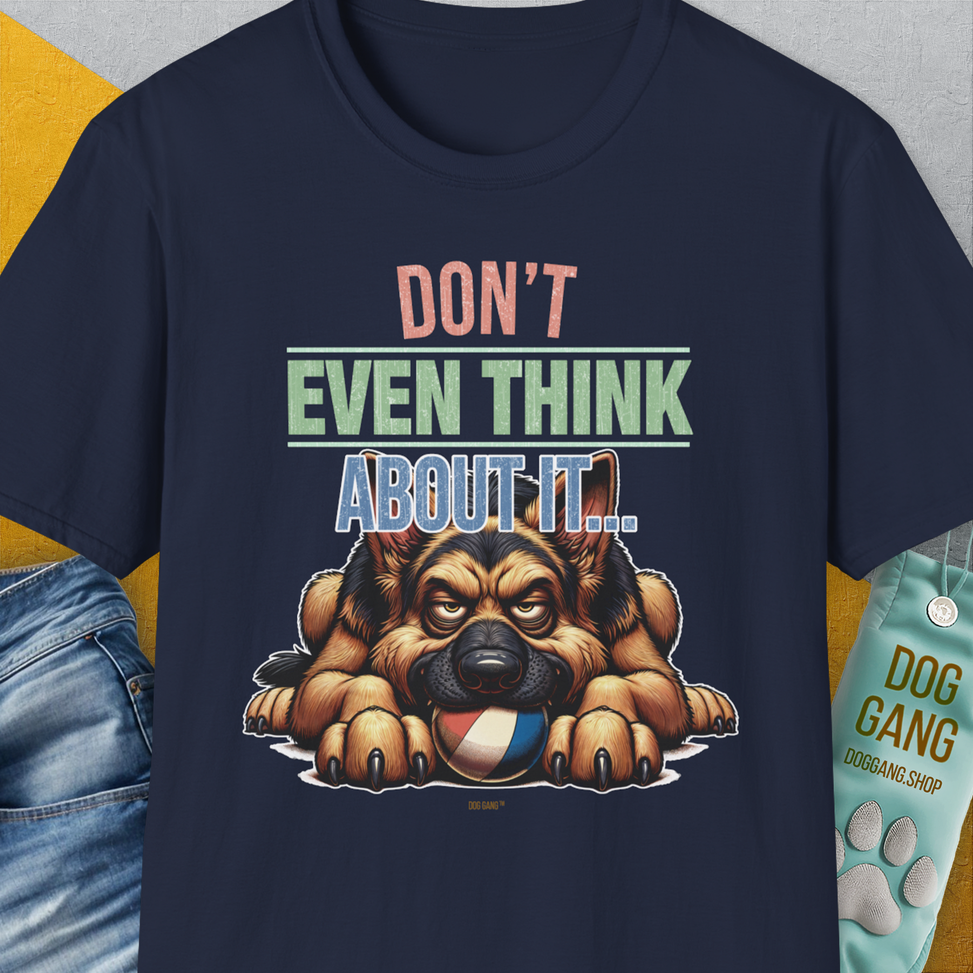 Don't Even Think About It..., Volume 4, Unisex T-Shirt-Navy, Design by Dog Gang
