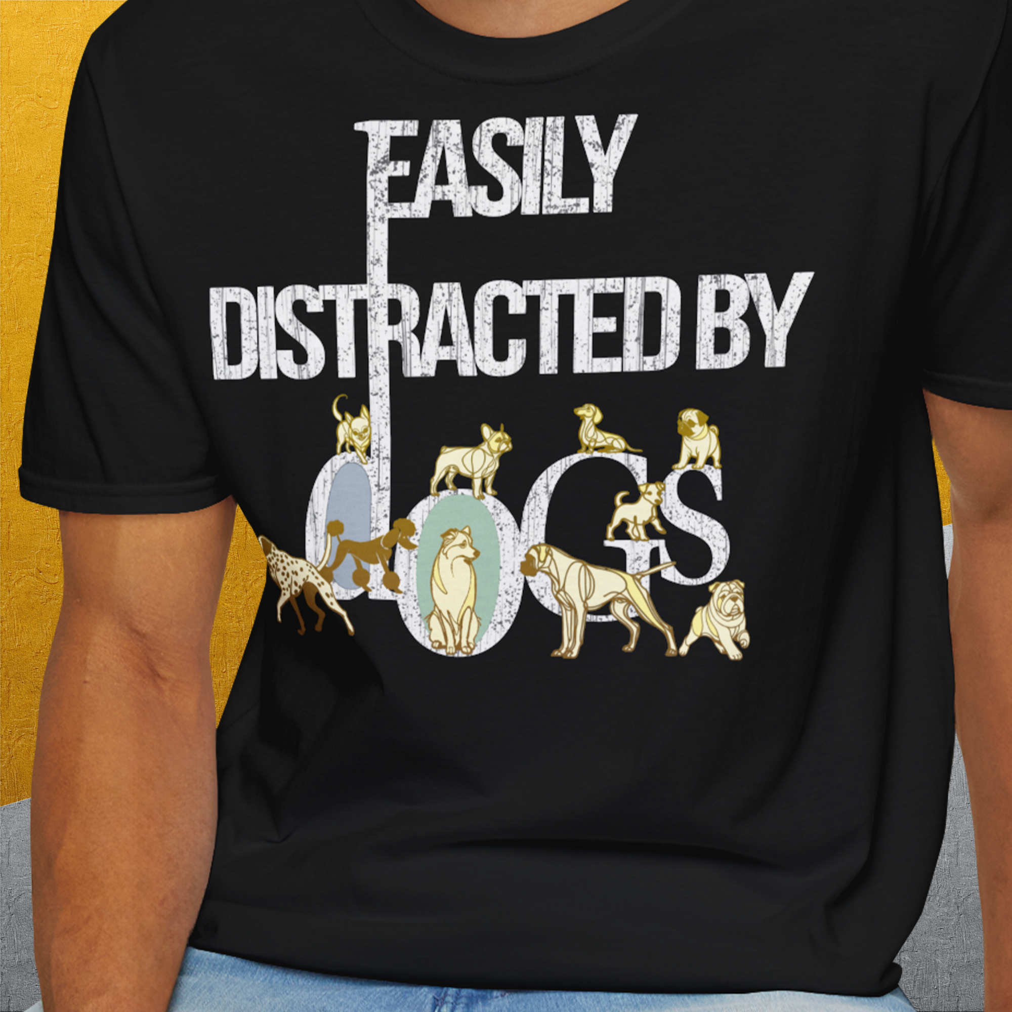 Easily Distracted By Dogs Series, Volume 1, Unisex T-Shirt-, Design by Dog Gang
