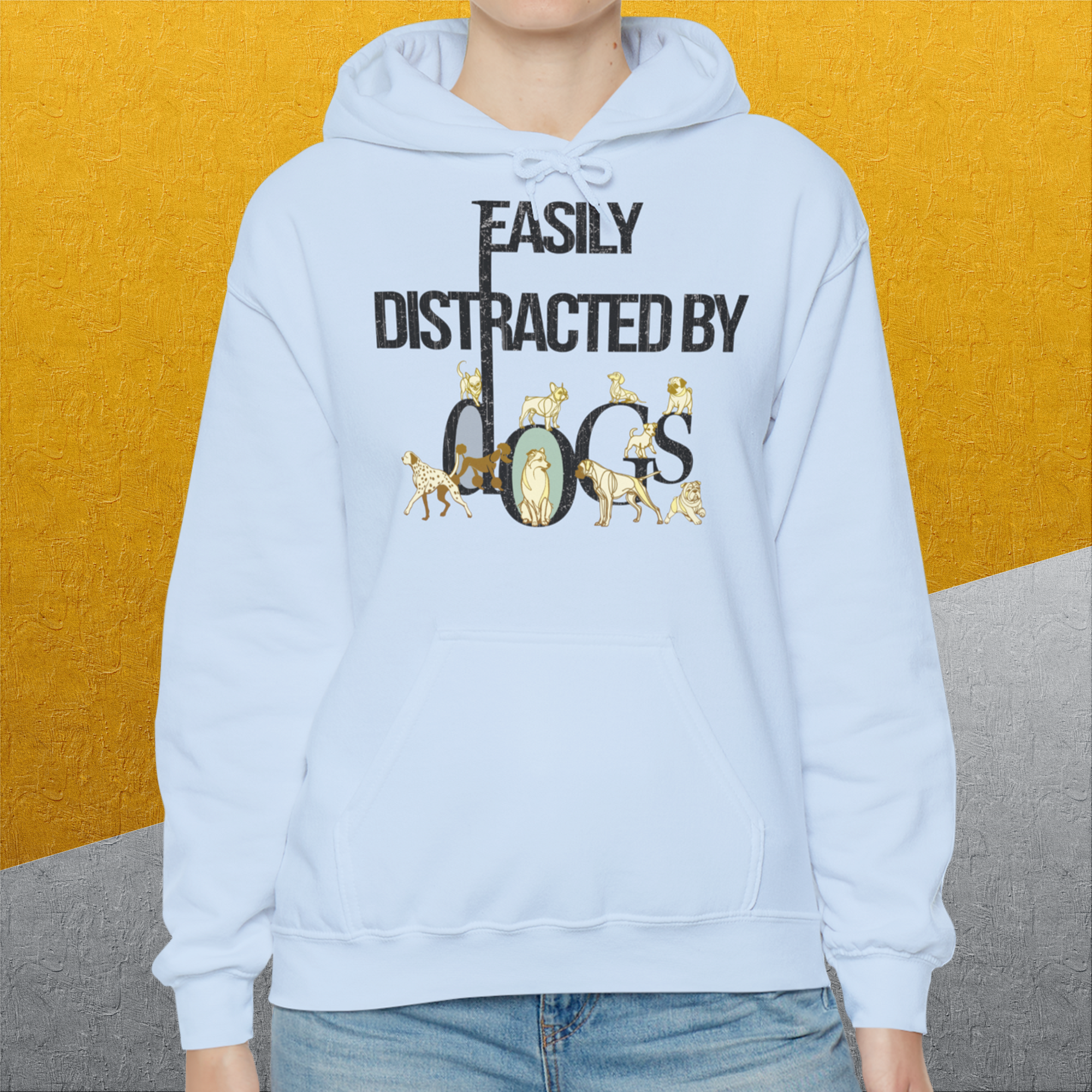 Easily Distracted By Dogs Series, Volume 1, Unisex Hoodie-, a fun and stylish design for dog lovers from Dog Gang
