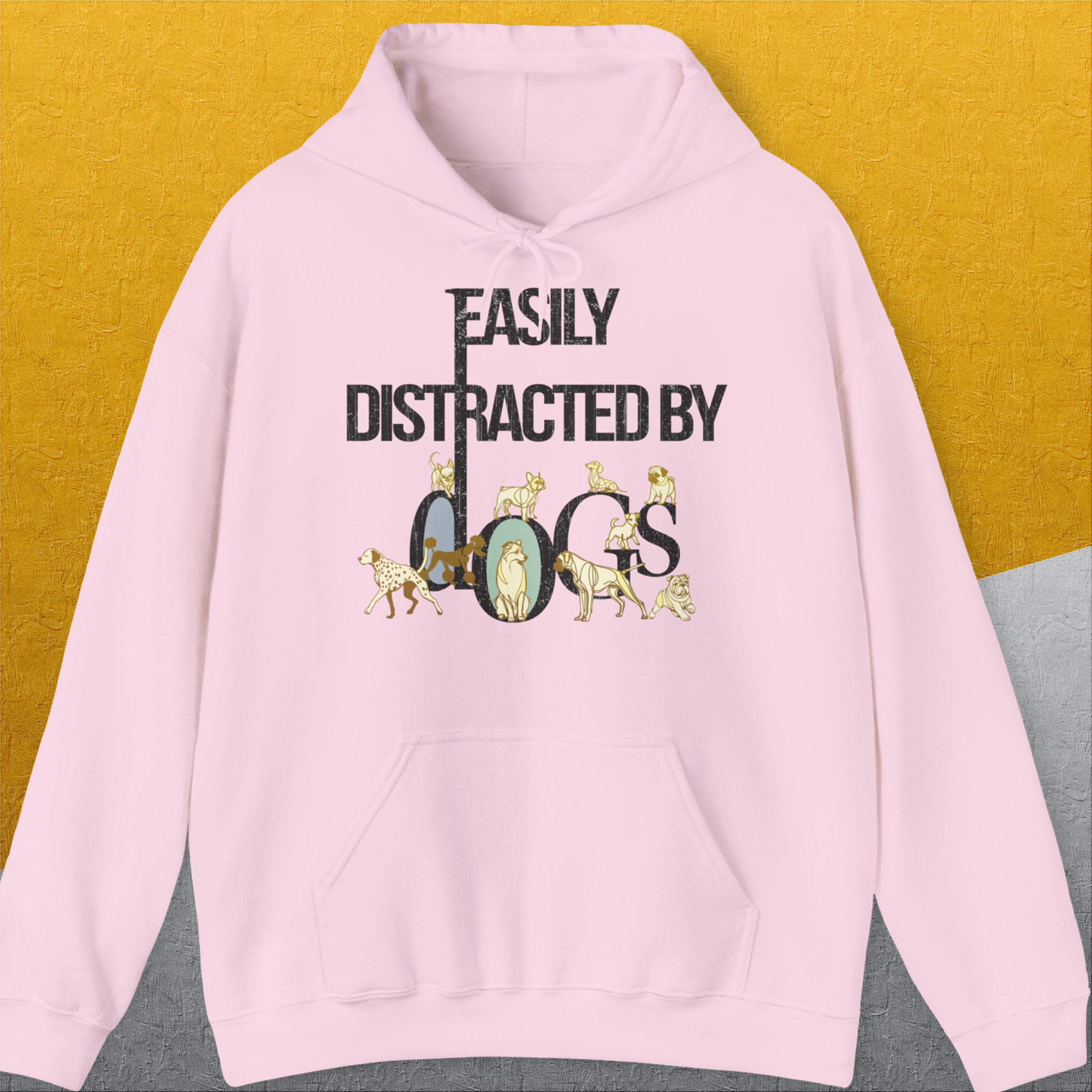 Easily Distracted By Dogs Series, Volume 1, Unisex Hoodie-Light Pink, Design by Dog Gang