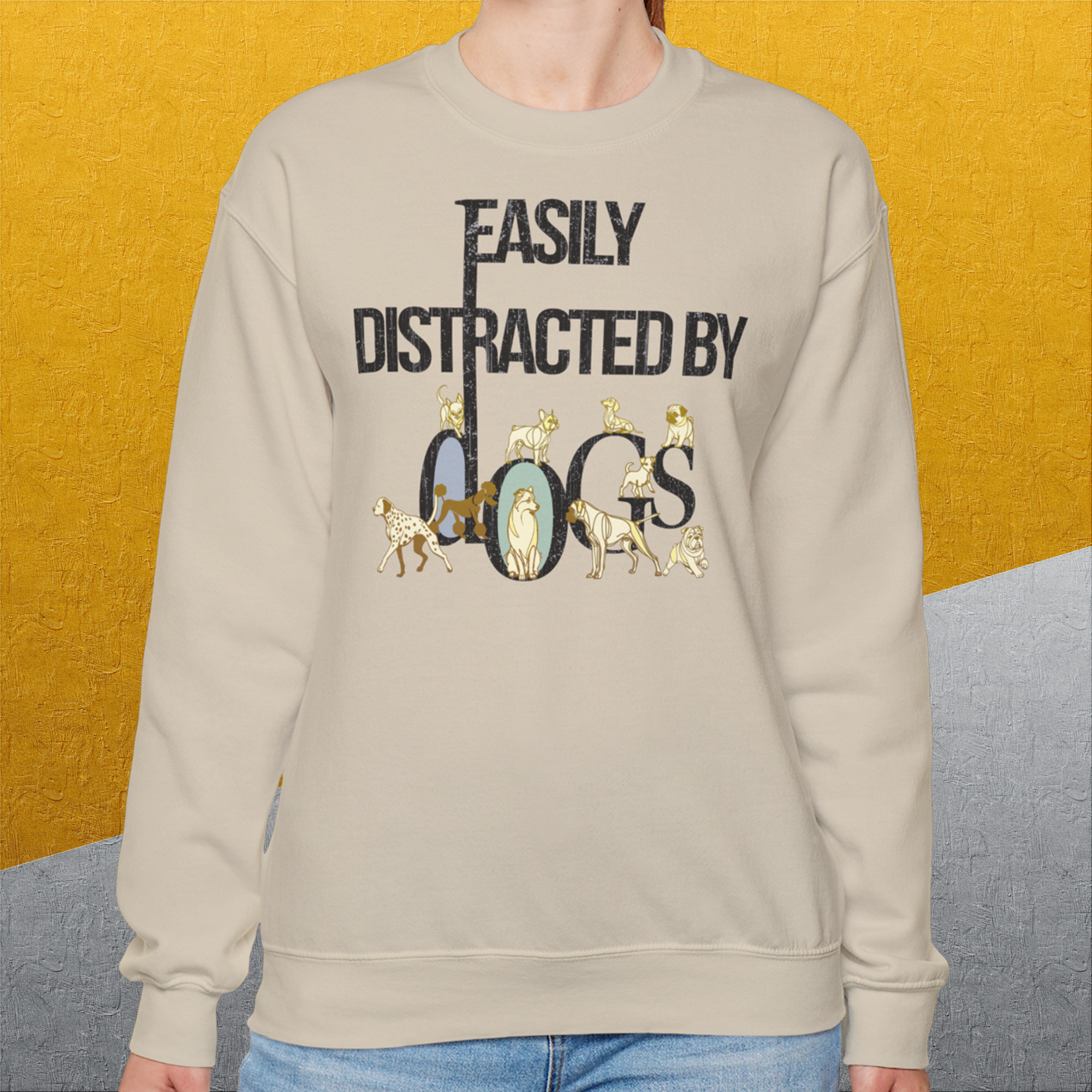Easily Distracted By Dogs Series, Volume 1, Unisex Sweatshirt-, a fun and stylish sweatshirt design for dog lovers from Dog Gang