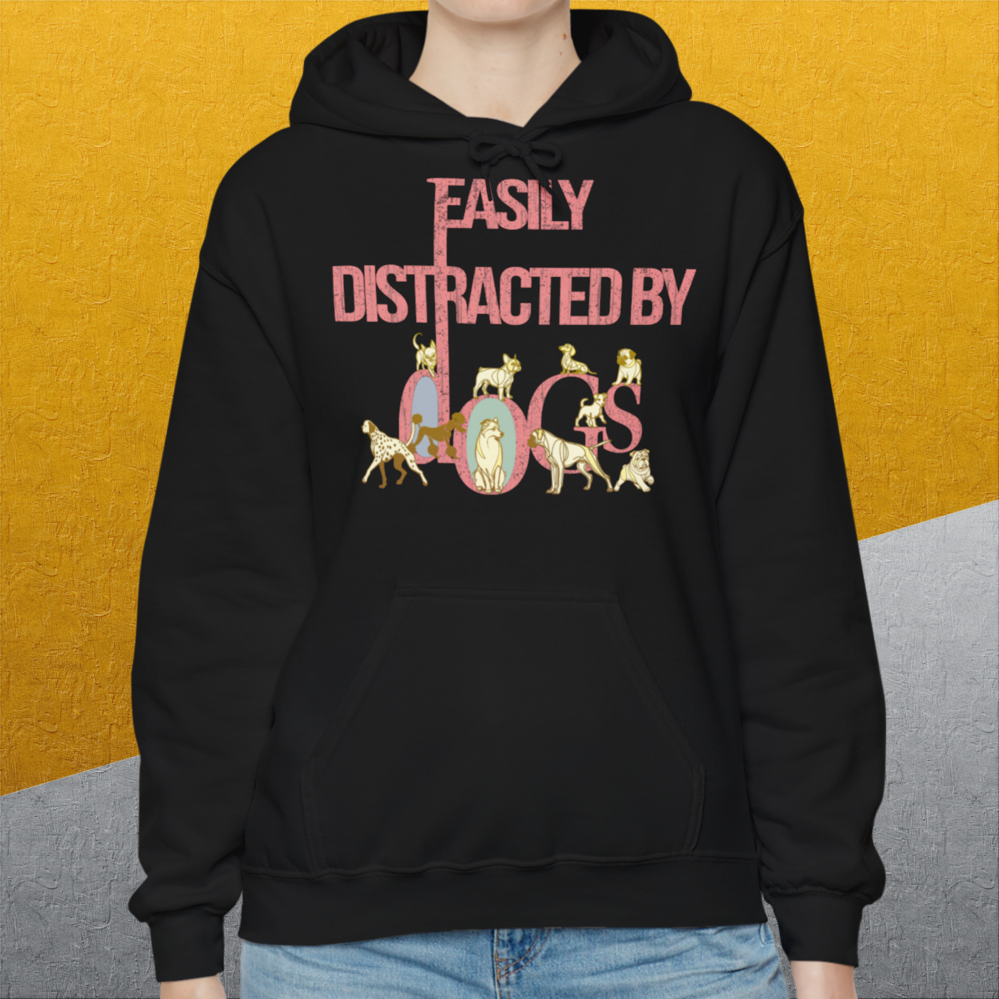 Easily Distracted By Dogs Series, Volume 2, Unisex Hoodie-. A perfect gift for dog lovers and dog owners. Design by Dog Gang