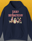 Easily Distracted By Dogs Series, Volume 2, Unisex Hoodie-Navy, Design by Dog Gang