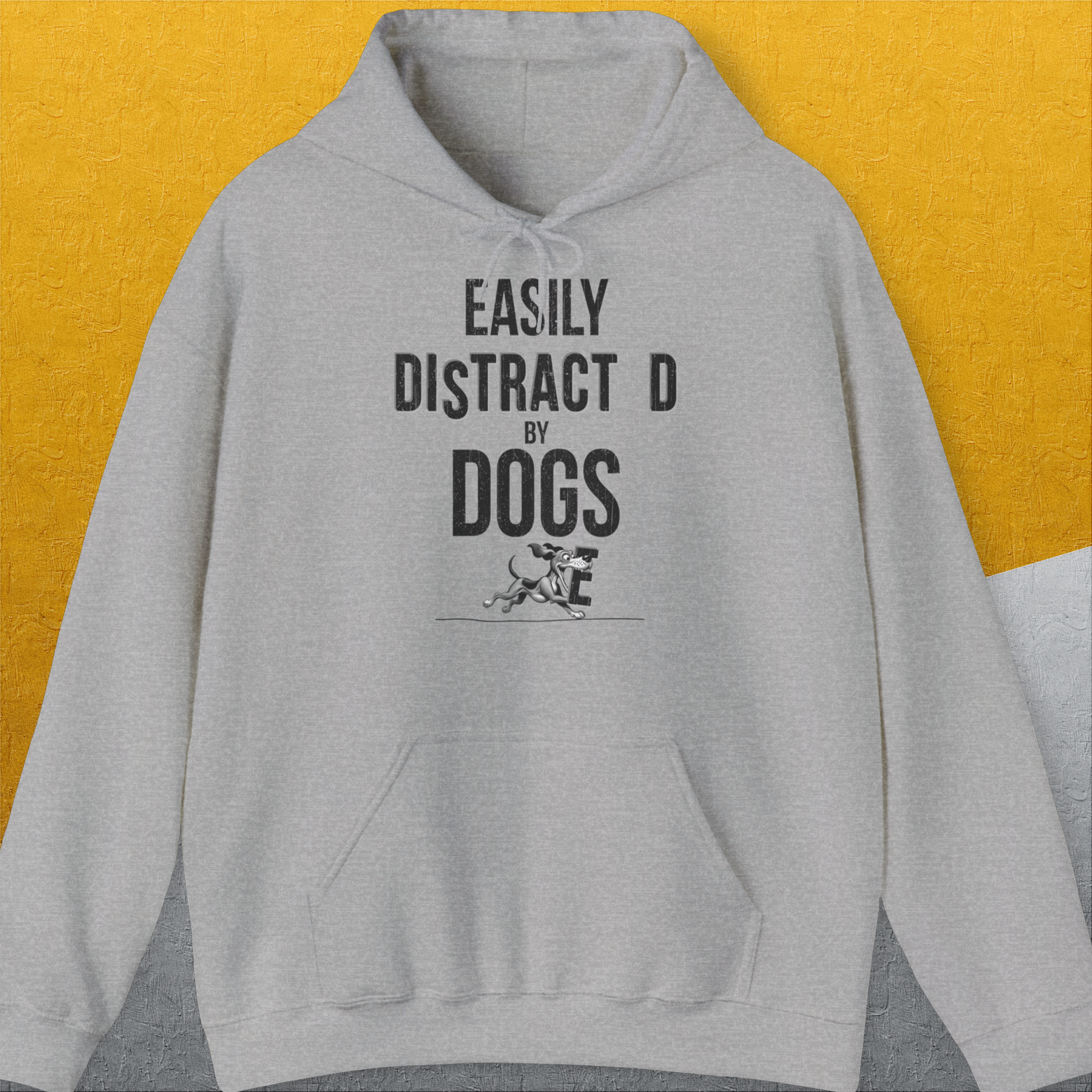 Easily Distracted By Dogs Series, Volume 3, Unisex Hoodie-Sport Grey. A perfect gift for dog lovers and dog owners. Design by Dog Gang