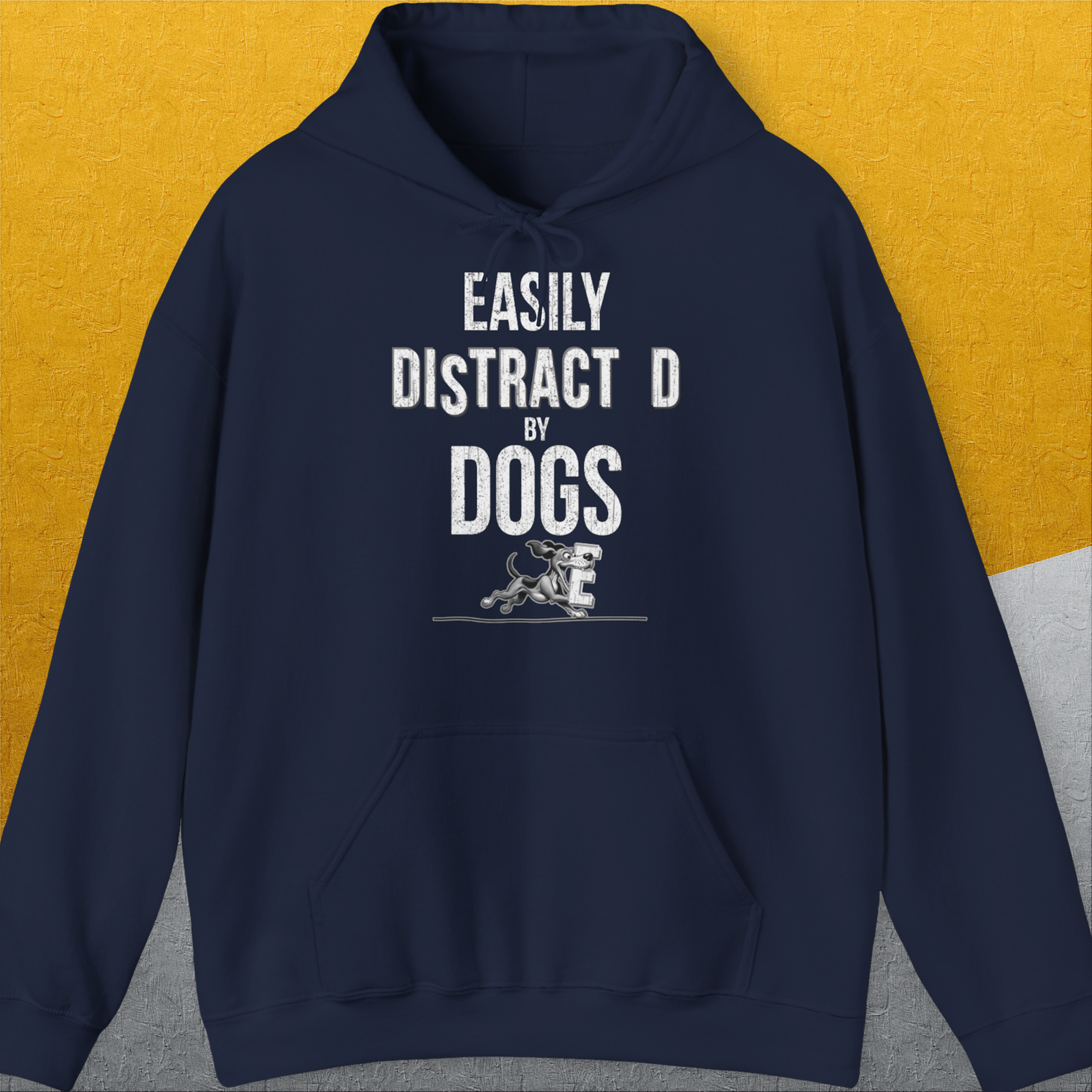 Easily Distracted By Dogs Series, Volume 3, Unisex Hoodie-Navy, Design by Dog Gang